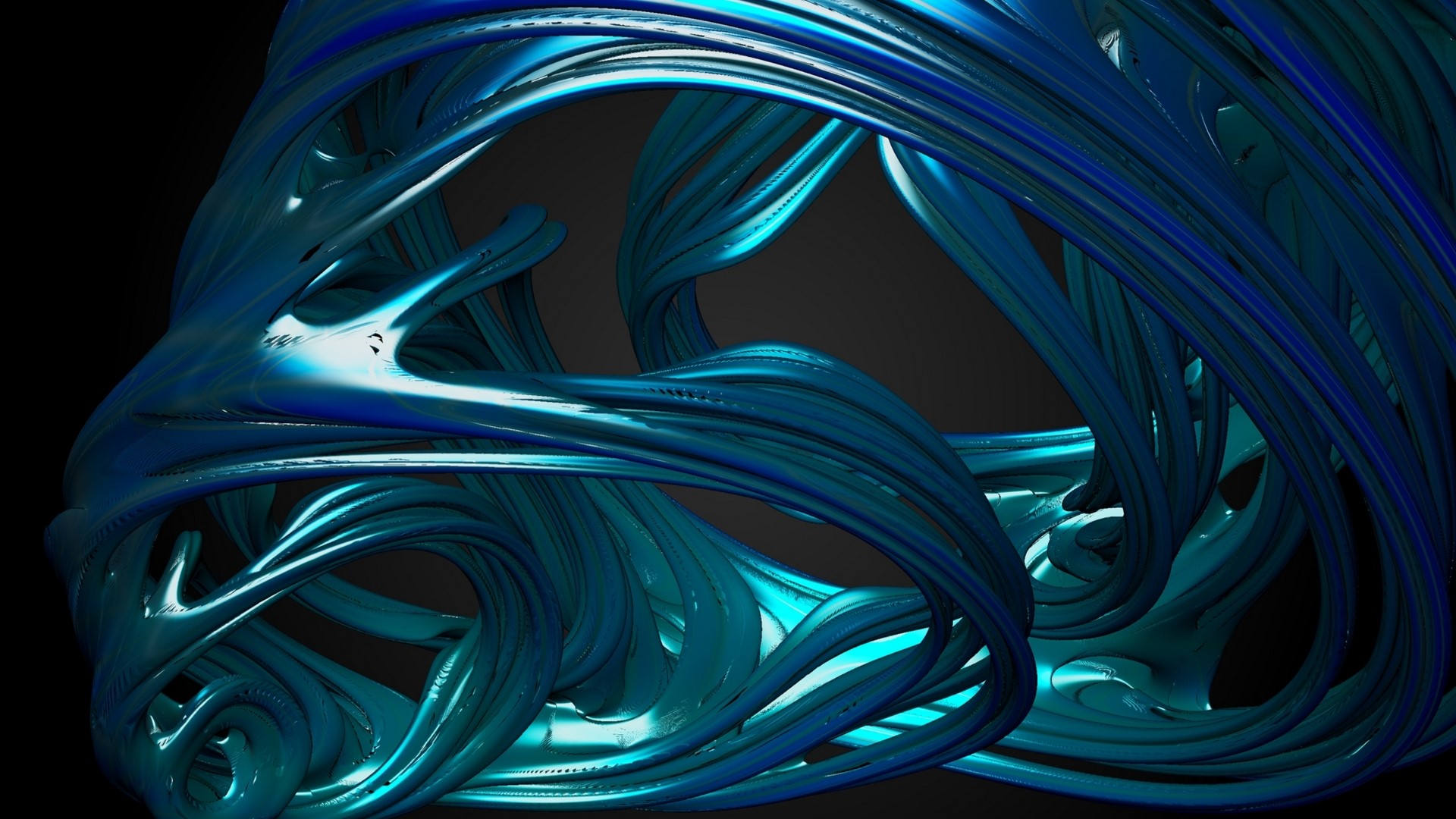 Abstract blue metallic fractal structure HD Wallpaper