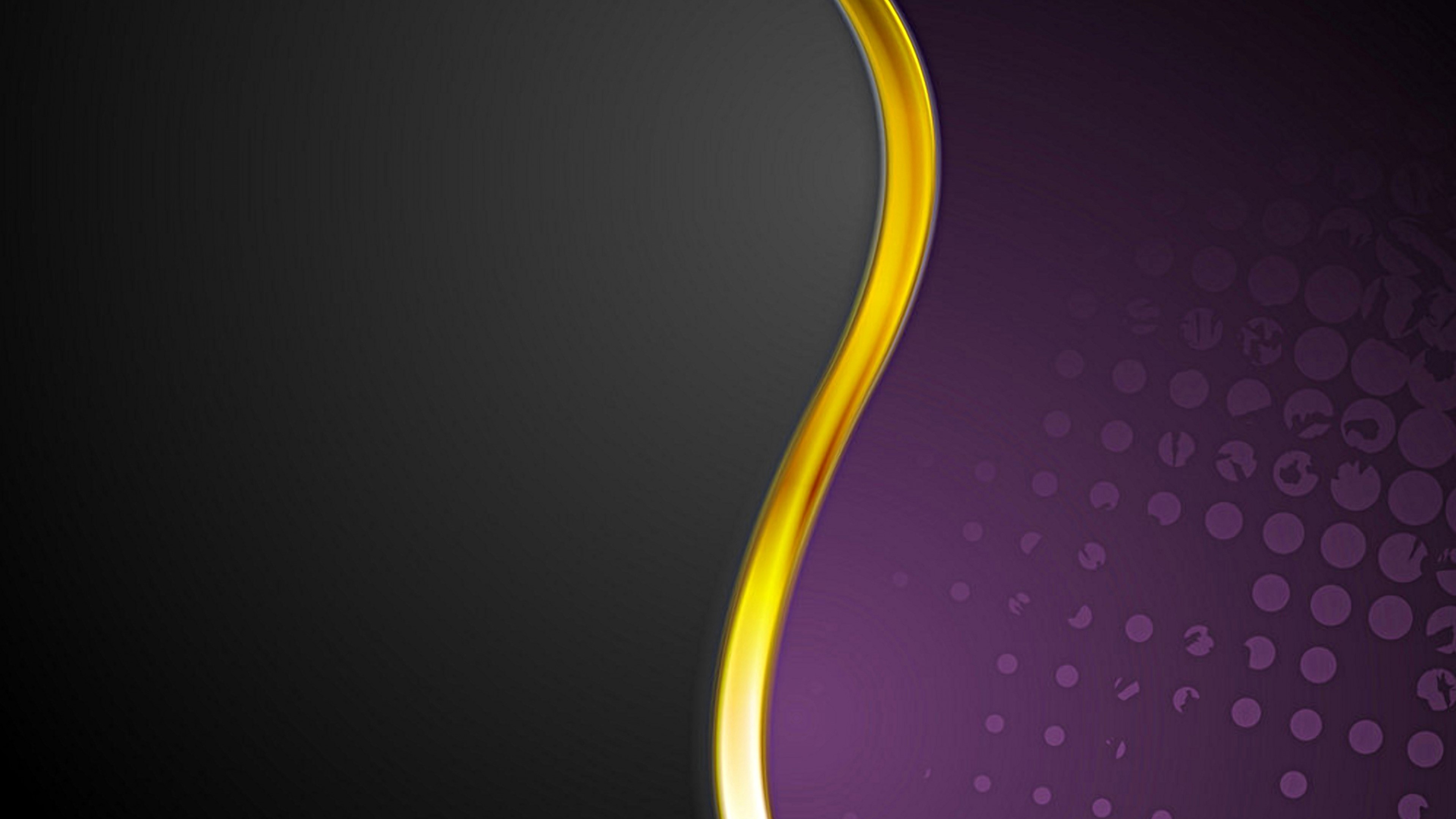 4K Abstract Black and Purple Design with Gold Wave HD Wallpaper
