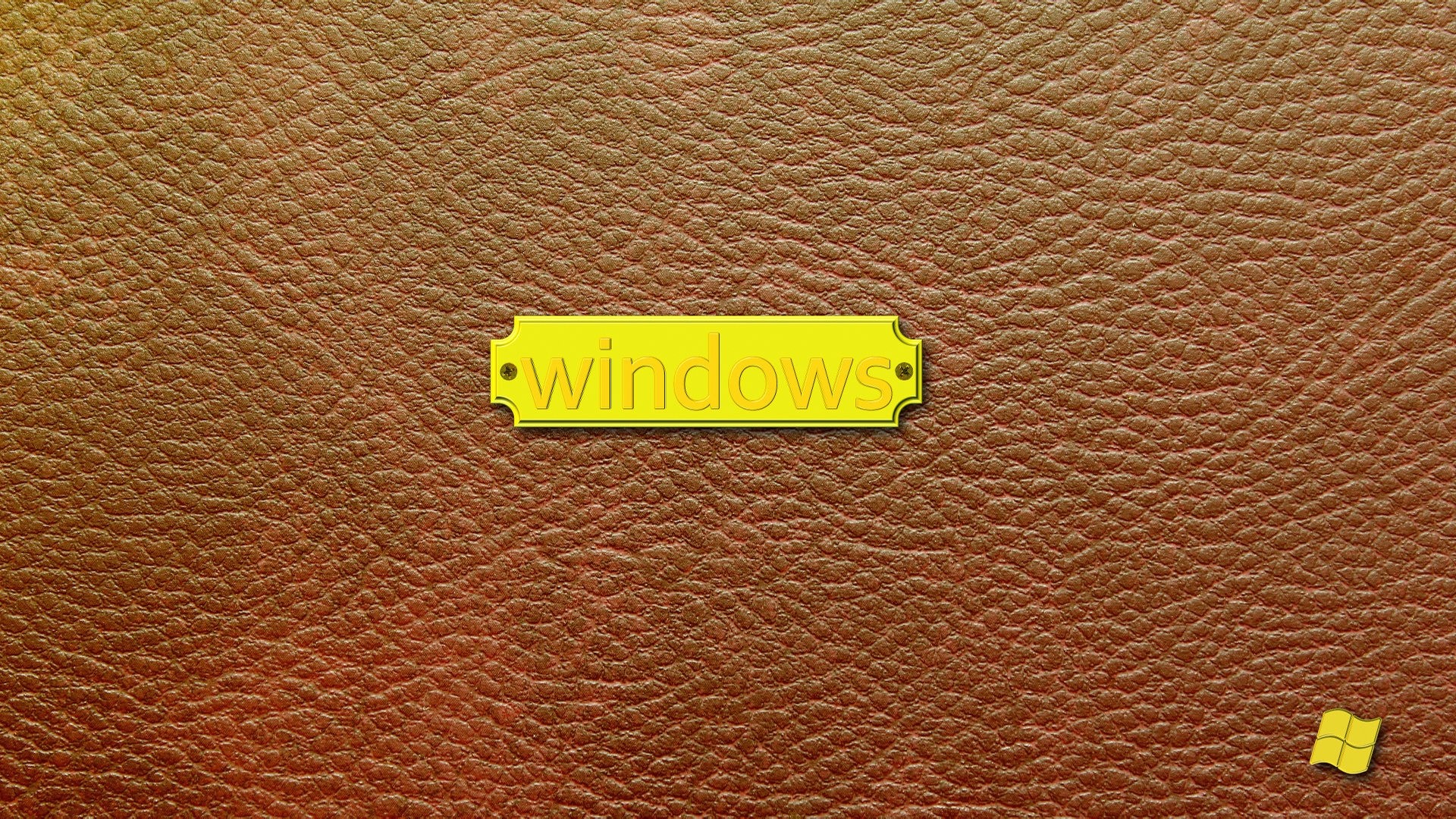Windows logo on brown leather texture HD Wallpaper