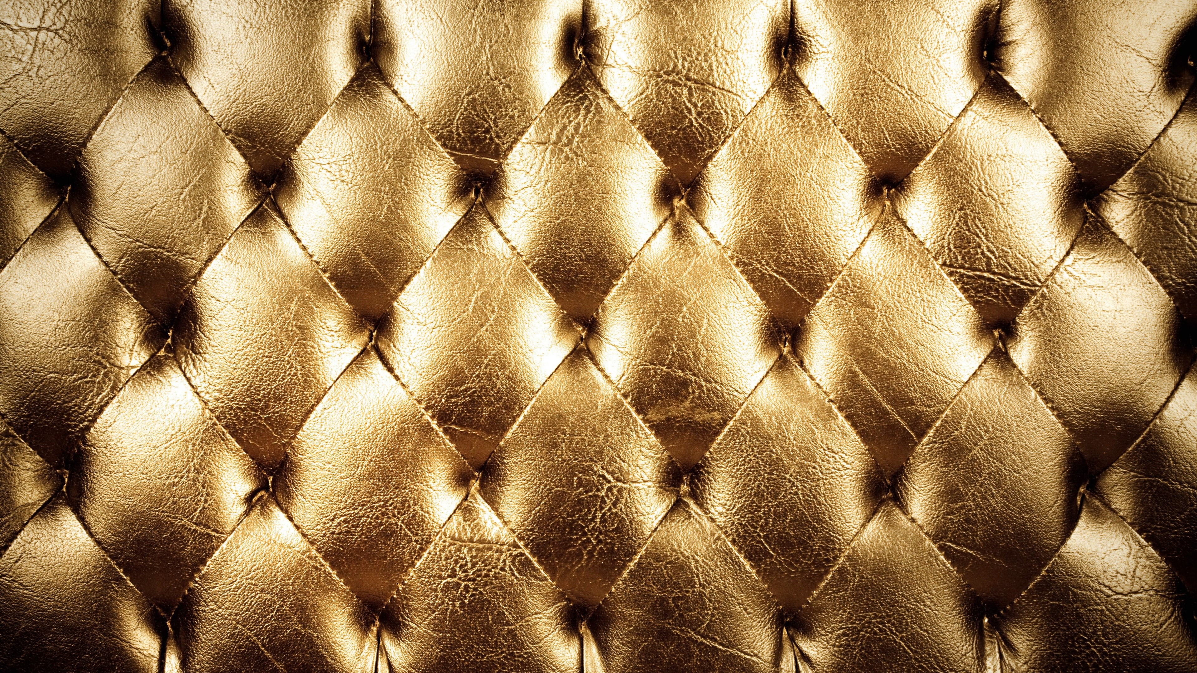 Golden Tufted Leather Texture 4K HD Wallpaper