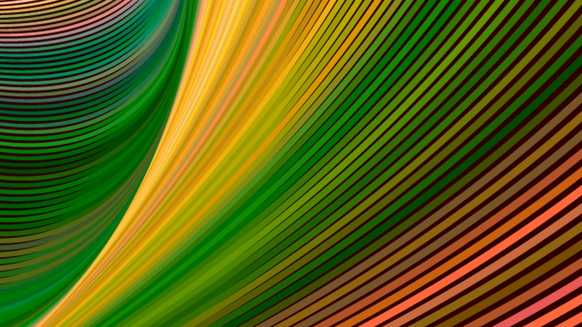 Abstract fractal pattern with green and yellow stripes HD Wallpaper