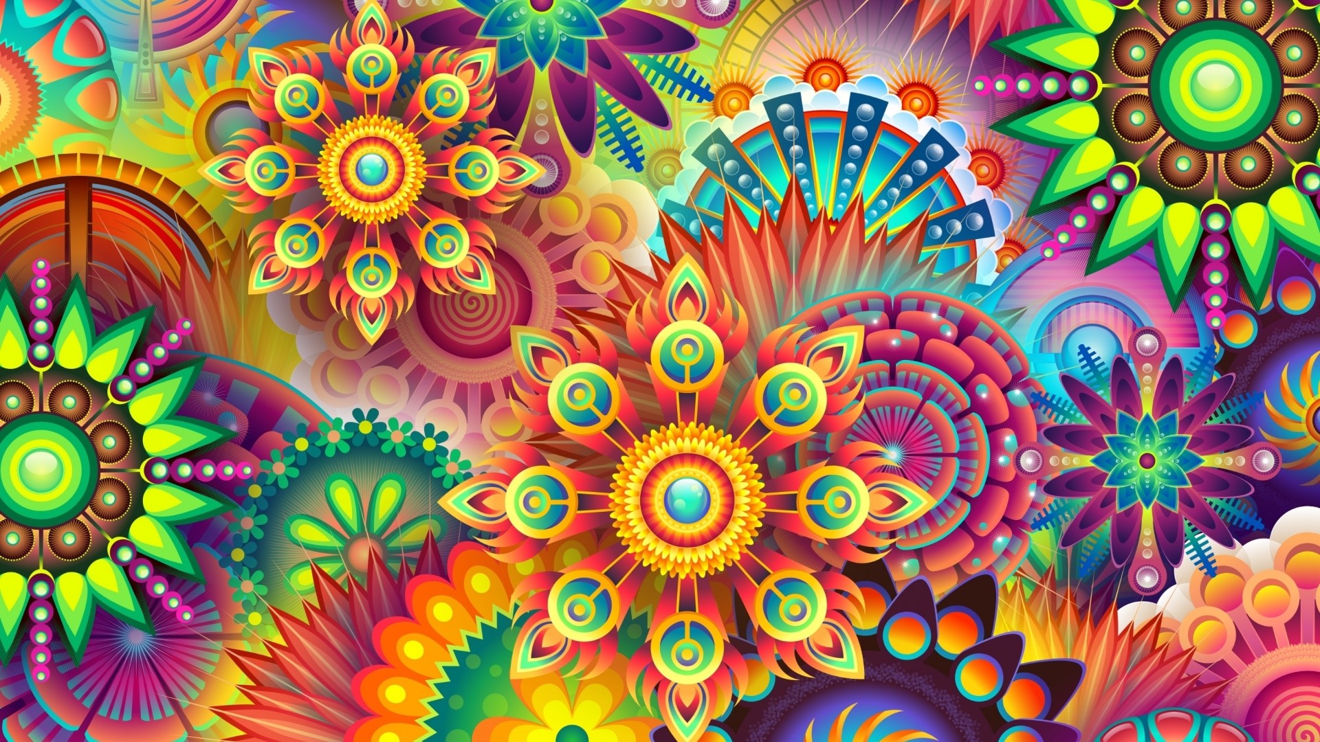Colorful abstract floral patterns with intricate designs HD Wallpaper