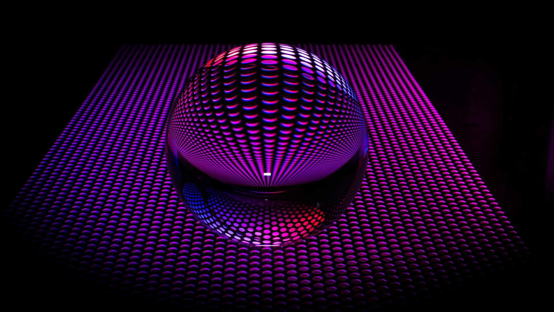 Glass sphere on a purple grid HD Wallpaper