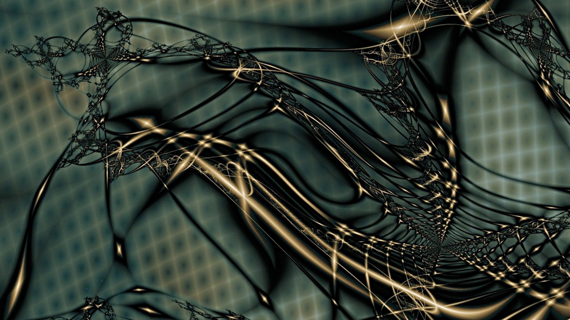 Abstract fractal art with glowing lines HD Wallpaper
