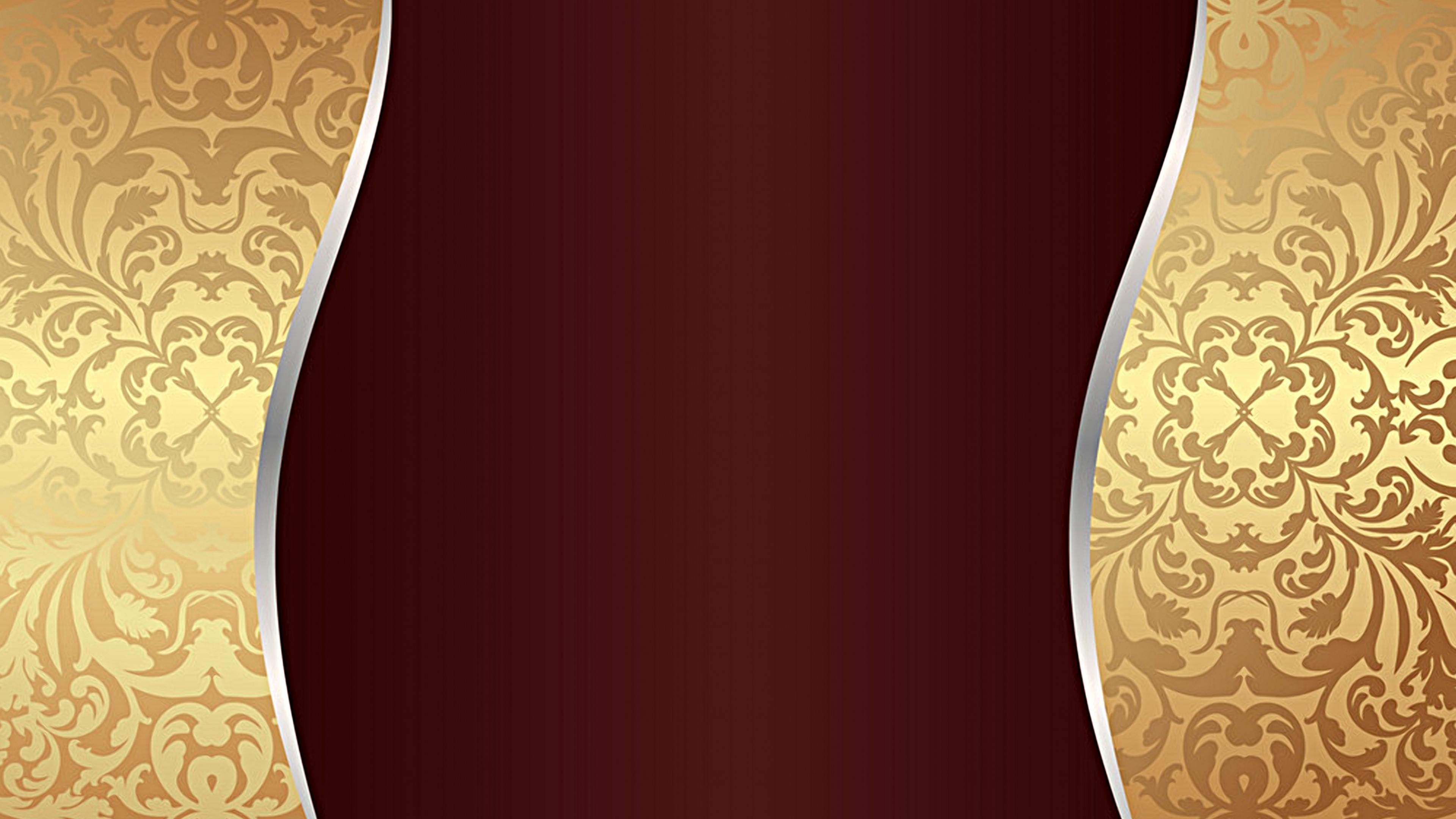 Gold Damask Pattern on Burgundy Background HD Wallpaper