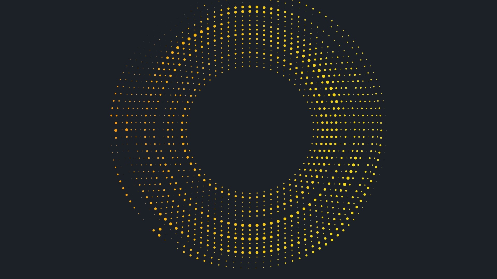 Abstract yellow dots forming a circle on a dark background HD Wallpaper