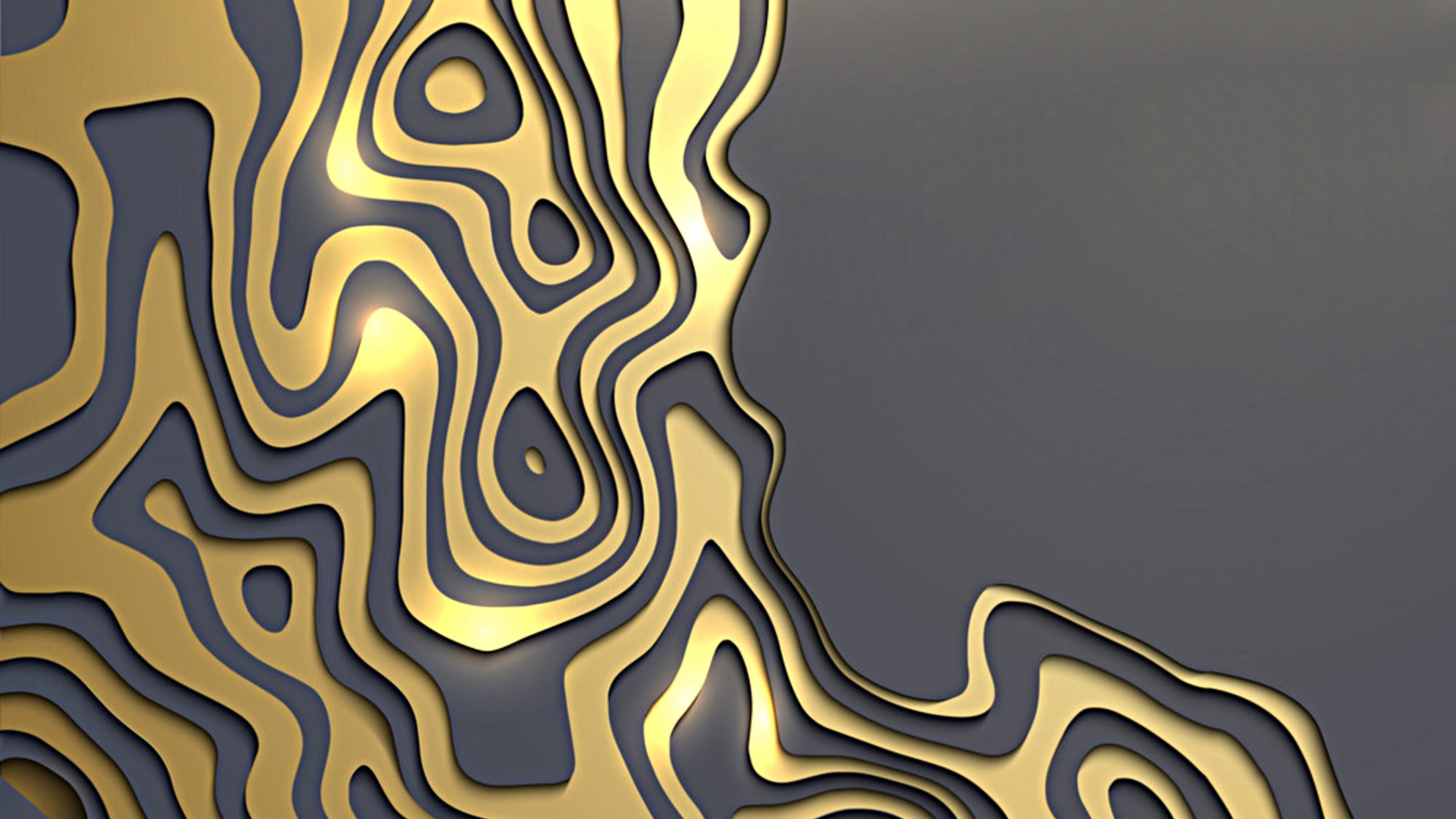 Abstract 3D topographic gold and gray pattern HD Wallpaper