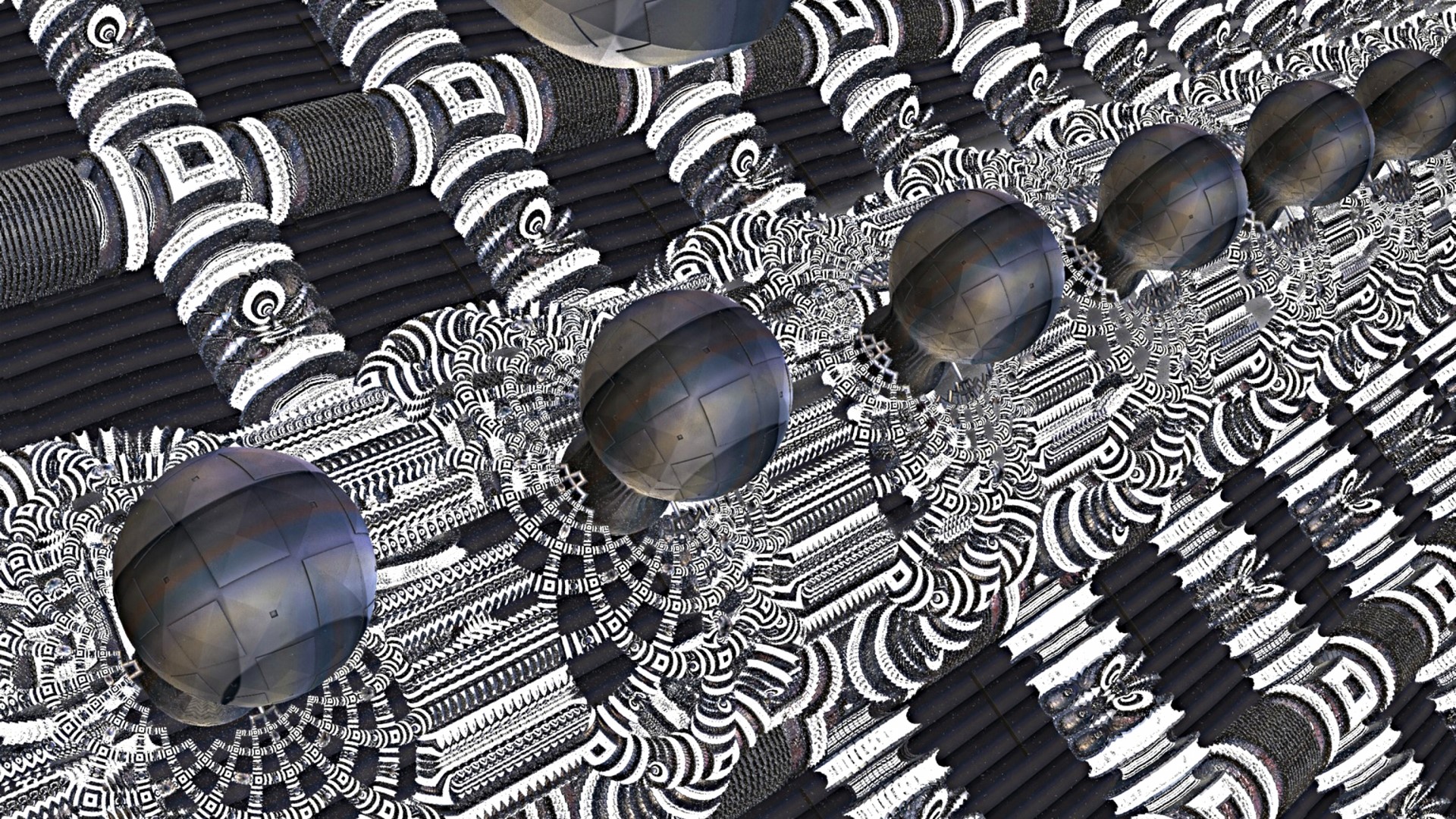 3D fractal abstraction with spheres HD Wallpaper