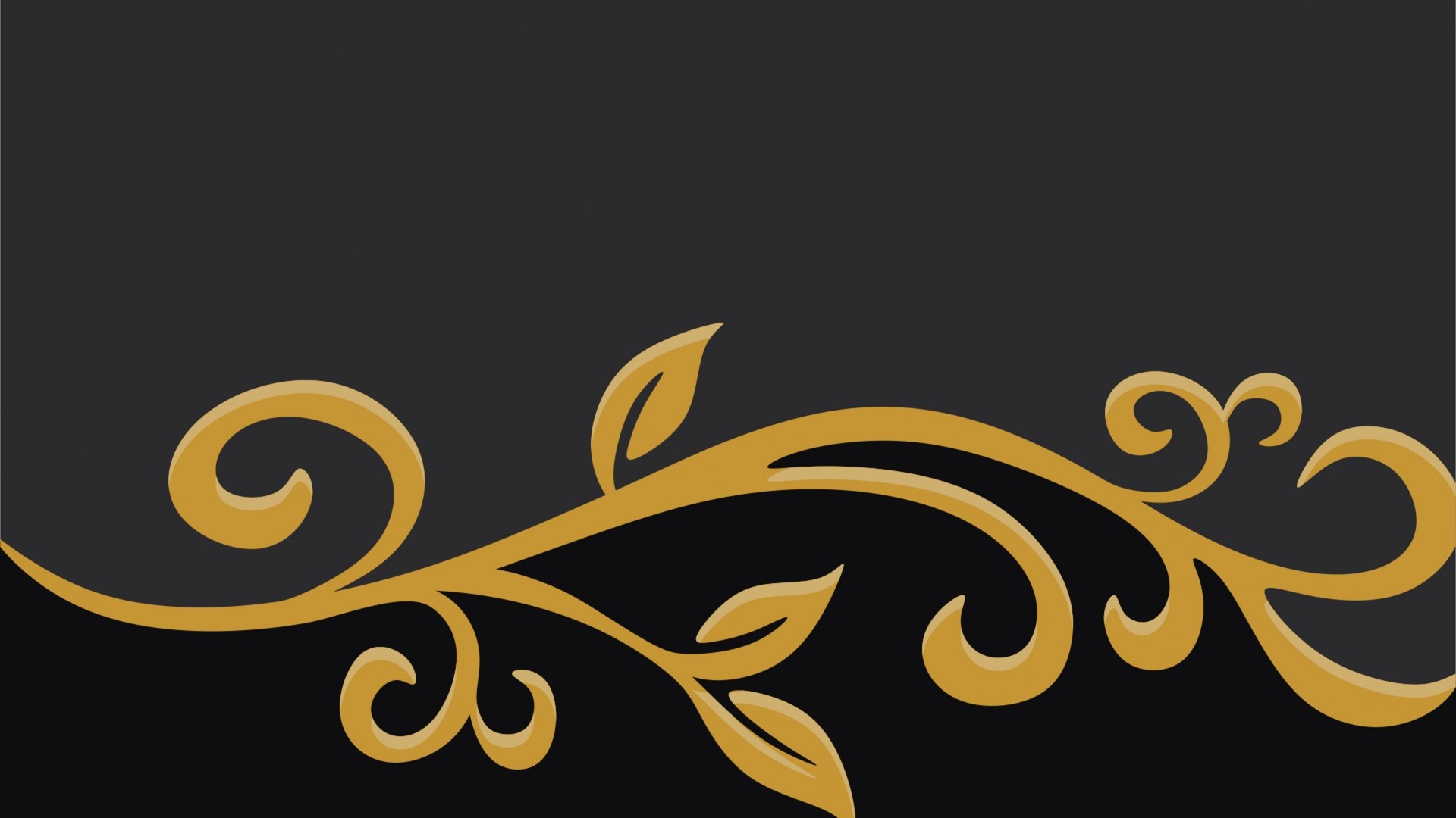 Gold floral pattern on black background HD Wallpaper