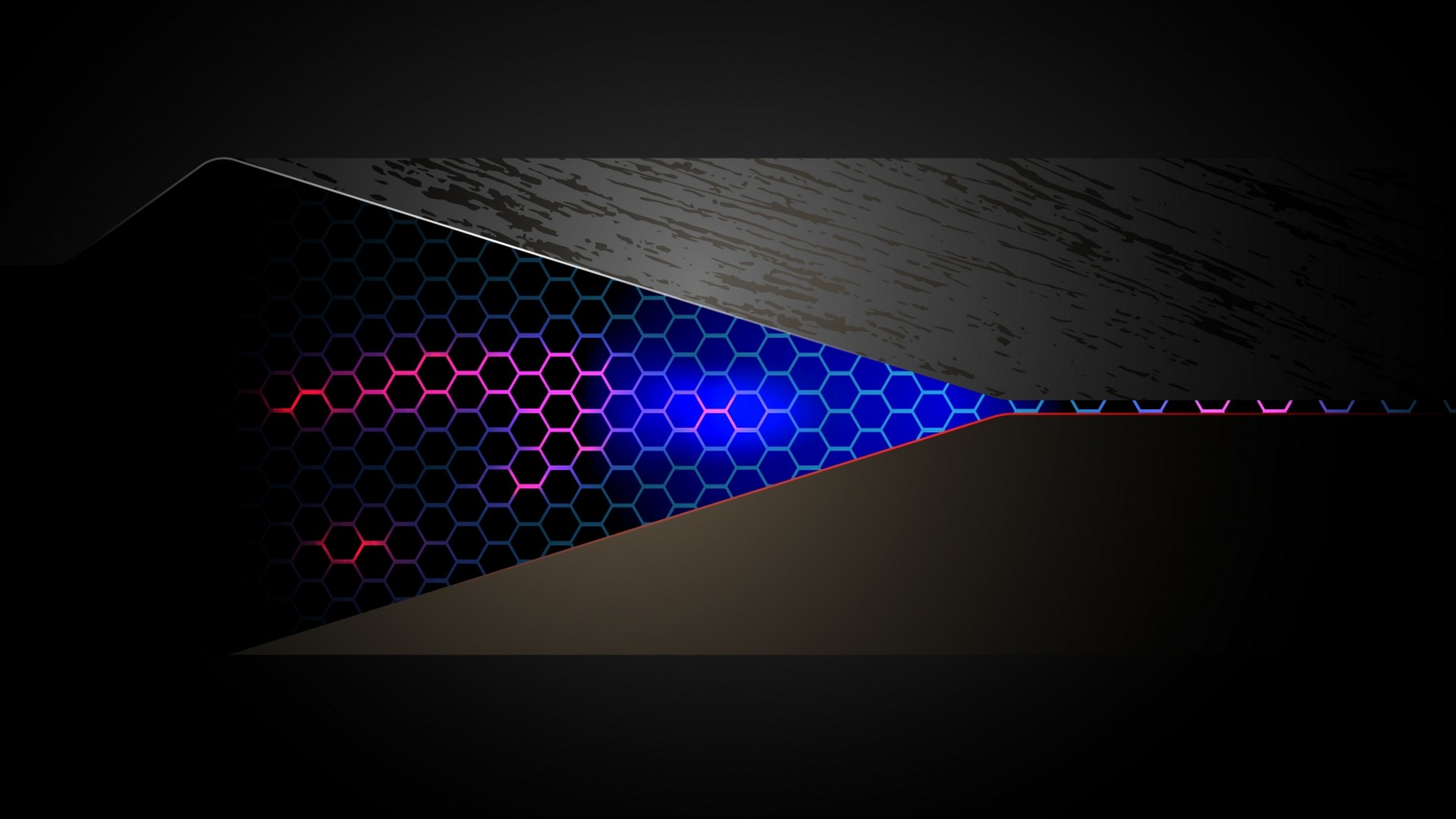 Abstract dark background with glowing hexagonal pattern HD Wallpaper