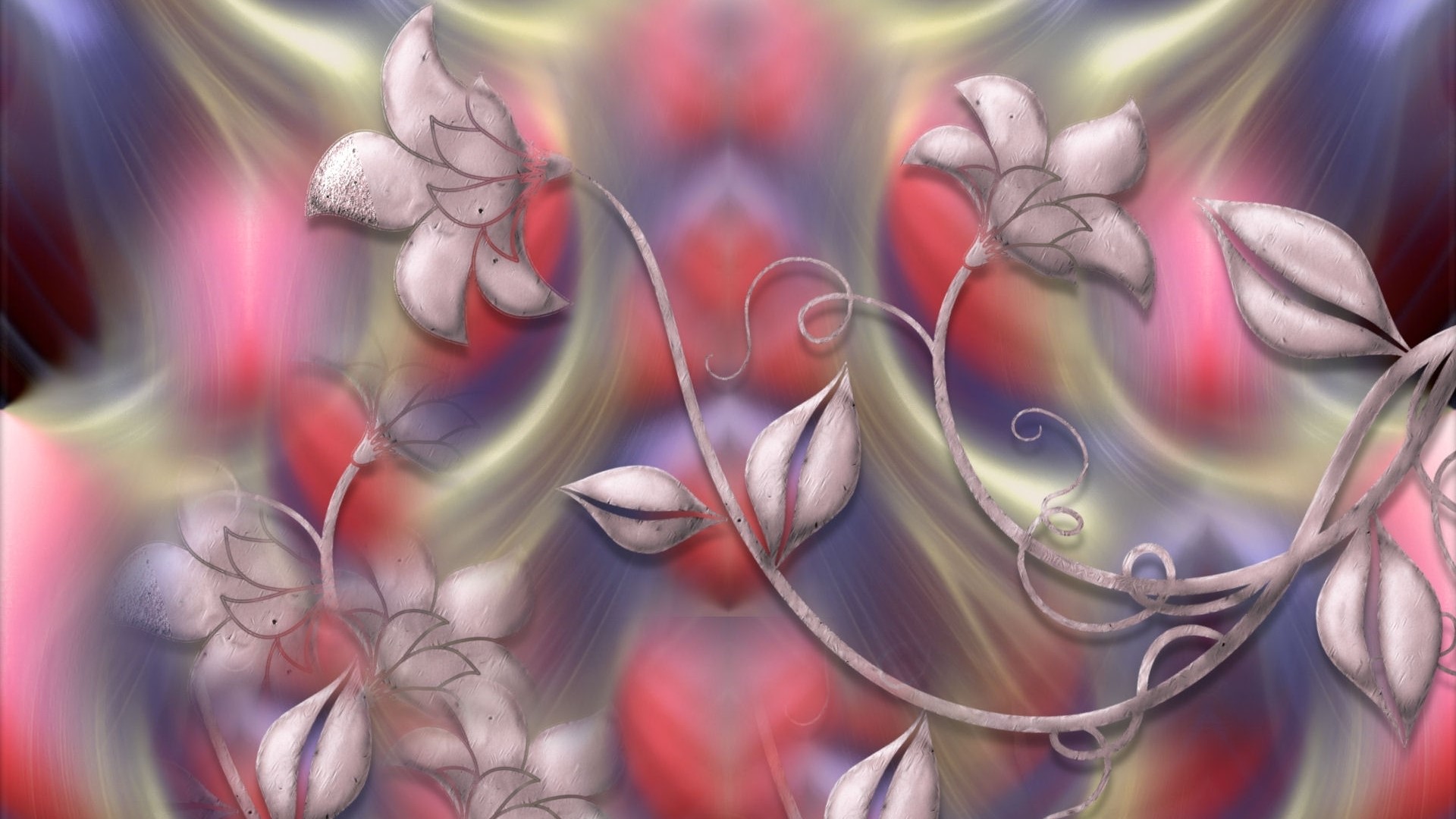 Abstract floral design with flowing colors HD Wallpaper