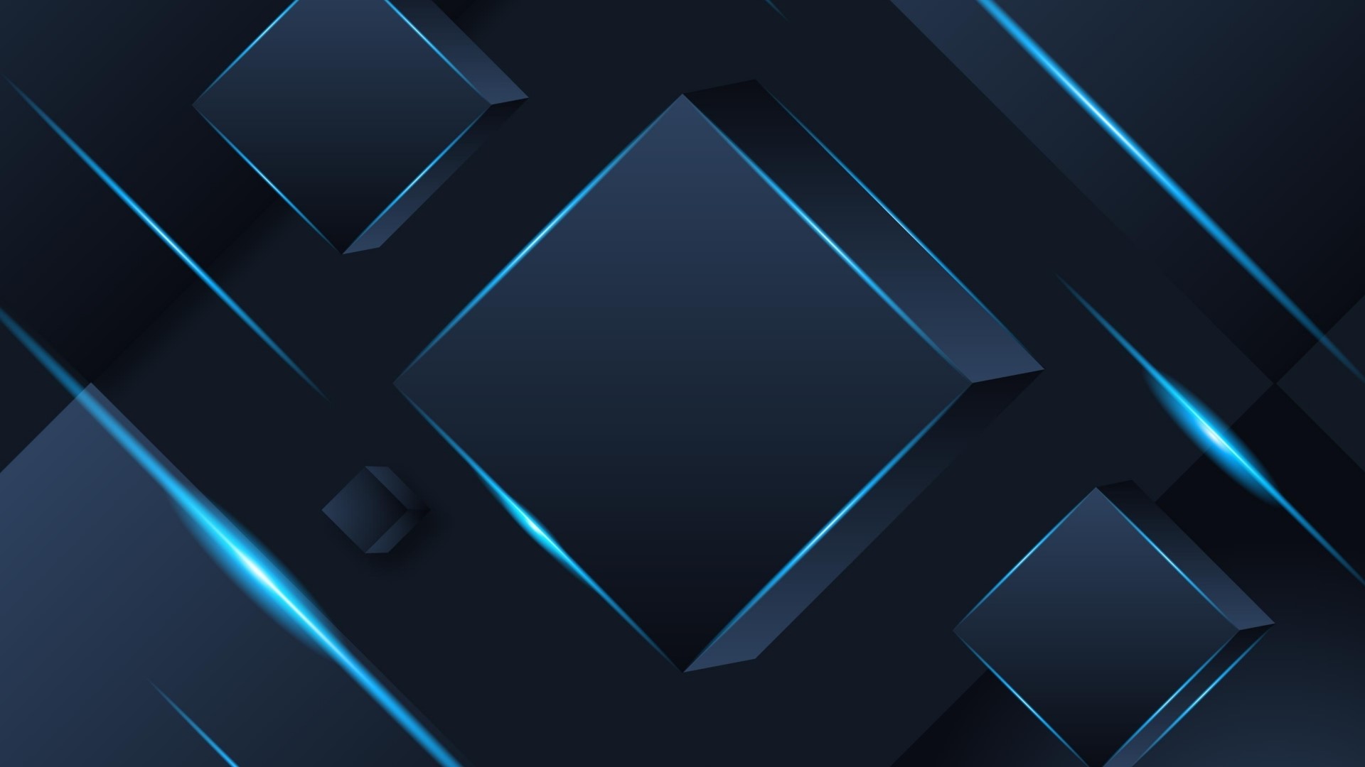 Abstract dark blue geometric shapes with blue light HD Wallpaper