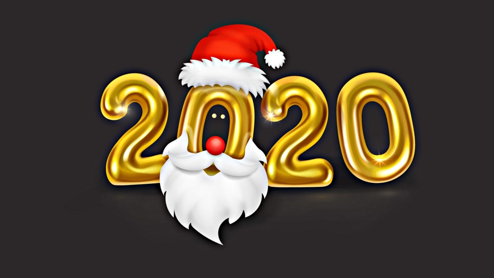 Golden 2020 New Year Santa Claus HD Wallpaper