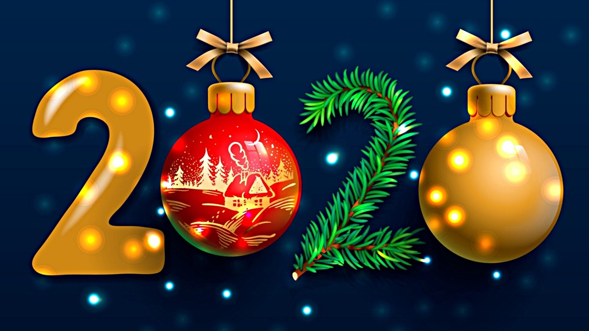 2020 New Year Christmas Ornaments HD Wallpaper