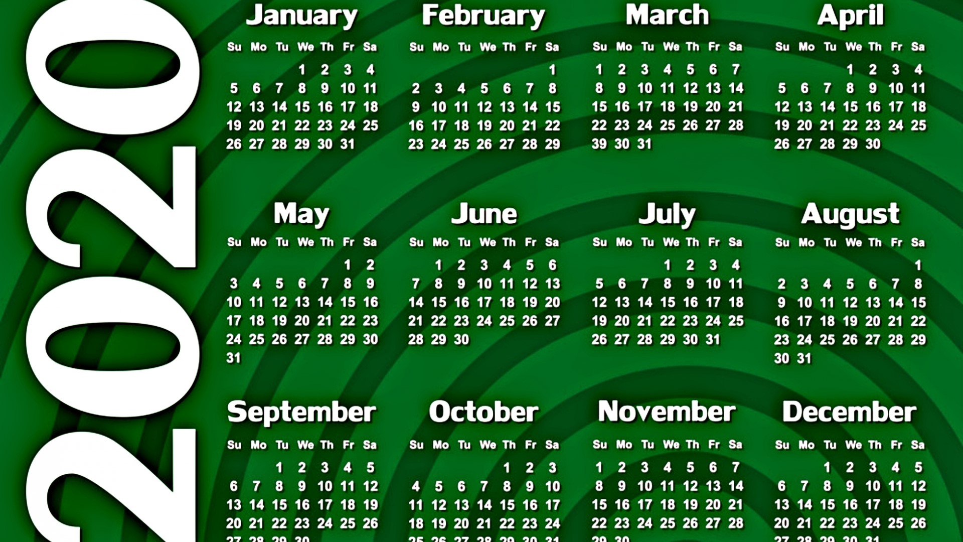 2020 Calendar HD Wallpaper