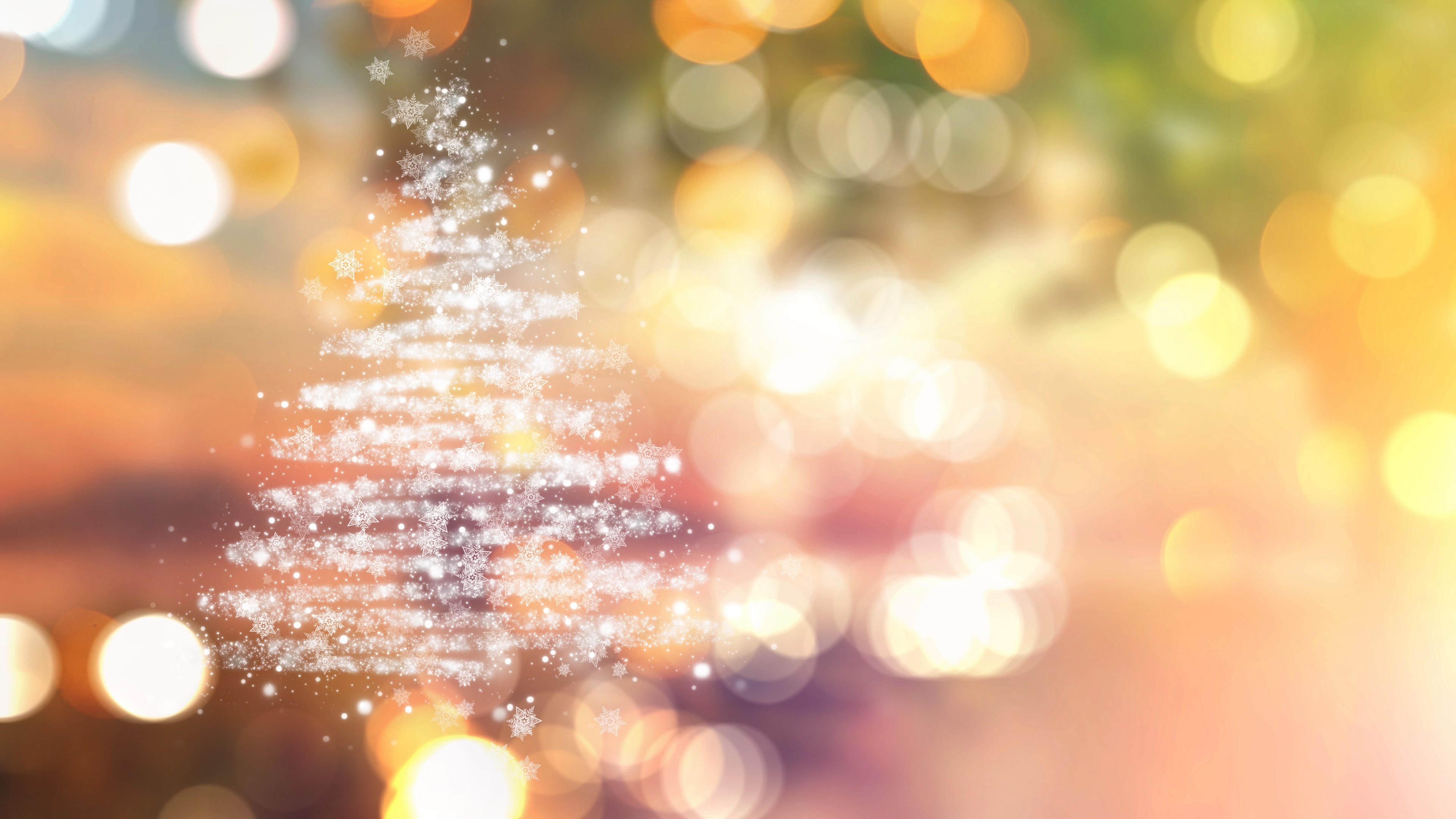 4K New Year Bokeh Christmas Tree HD Wallpaper