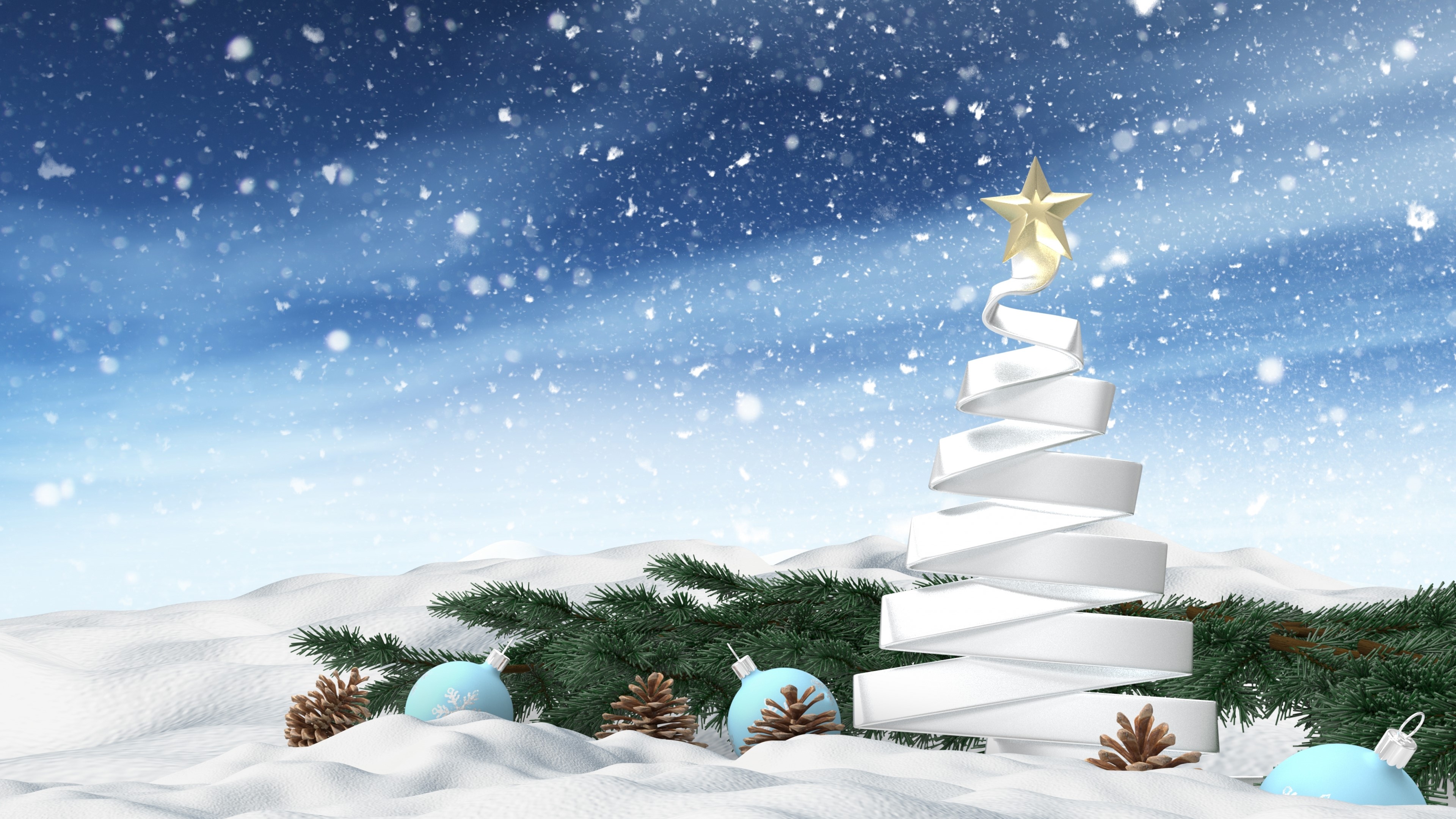 4K New Year Snowfall HD Wallpaper