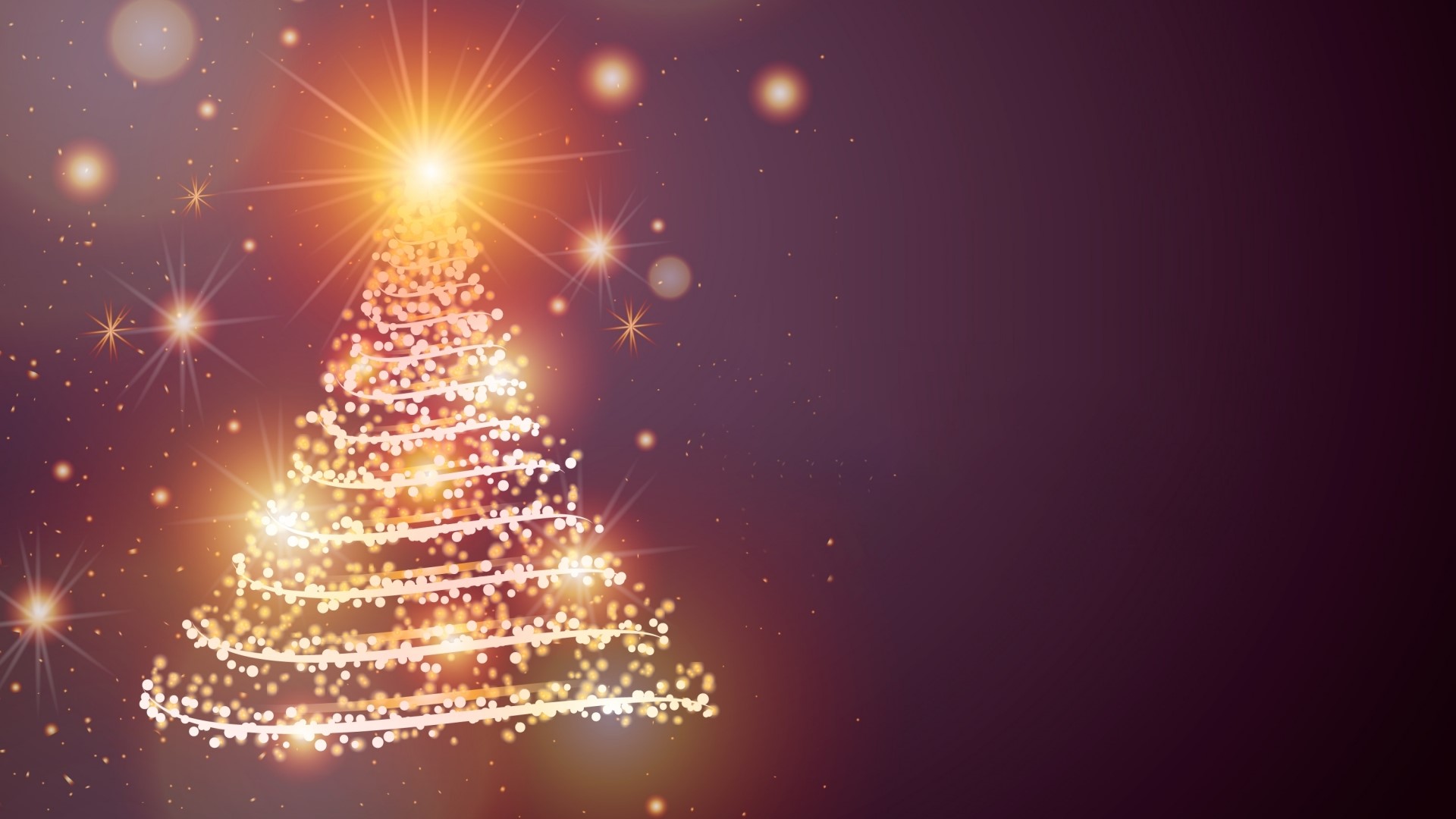 Glowing Christmas Tree with Sparkles HD Wallpaper