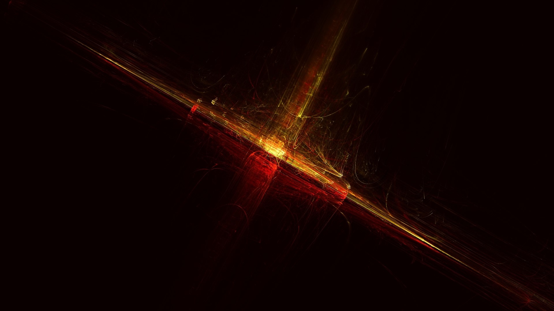 Abstract Fractal Art with Red and Yellow Light HD Wallpaper