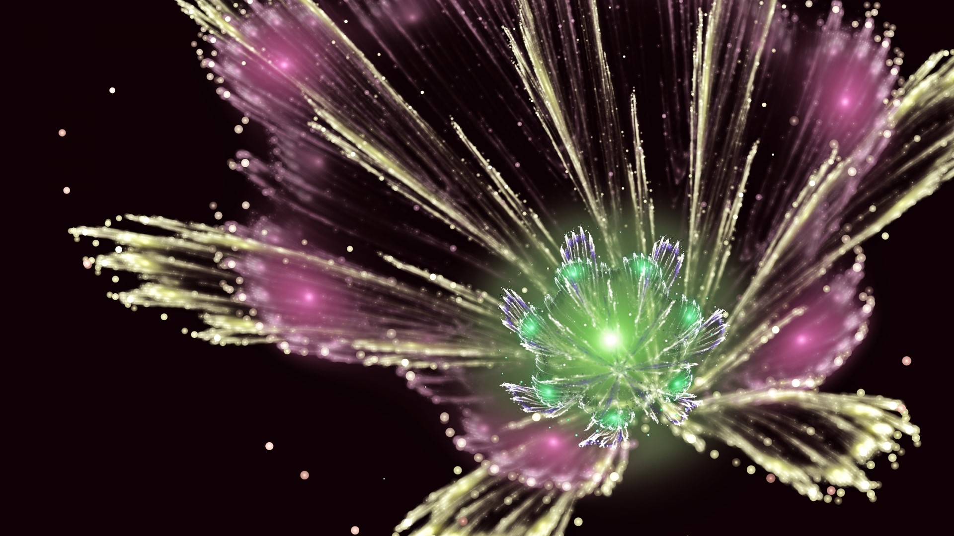 Fractal flower with glowing petals and stamen HD Wallpaper