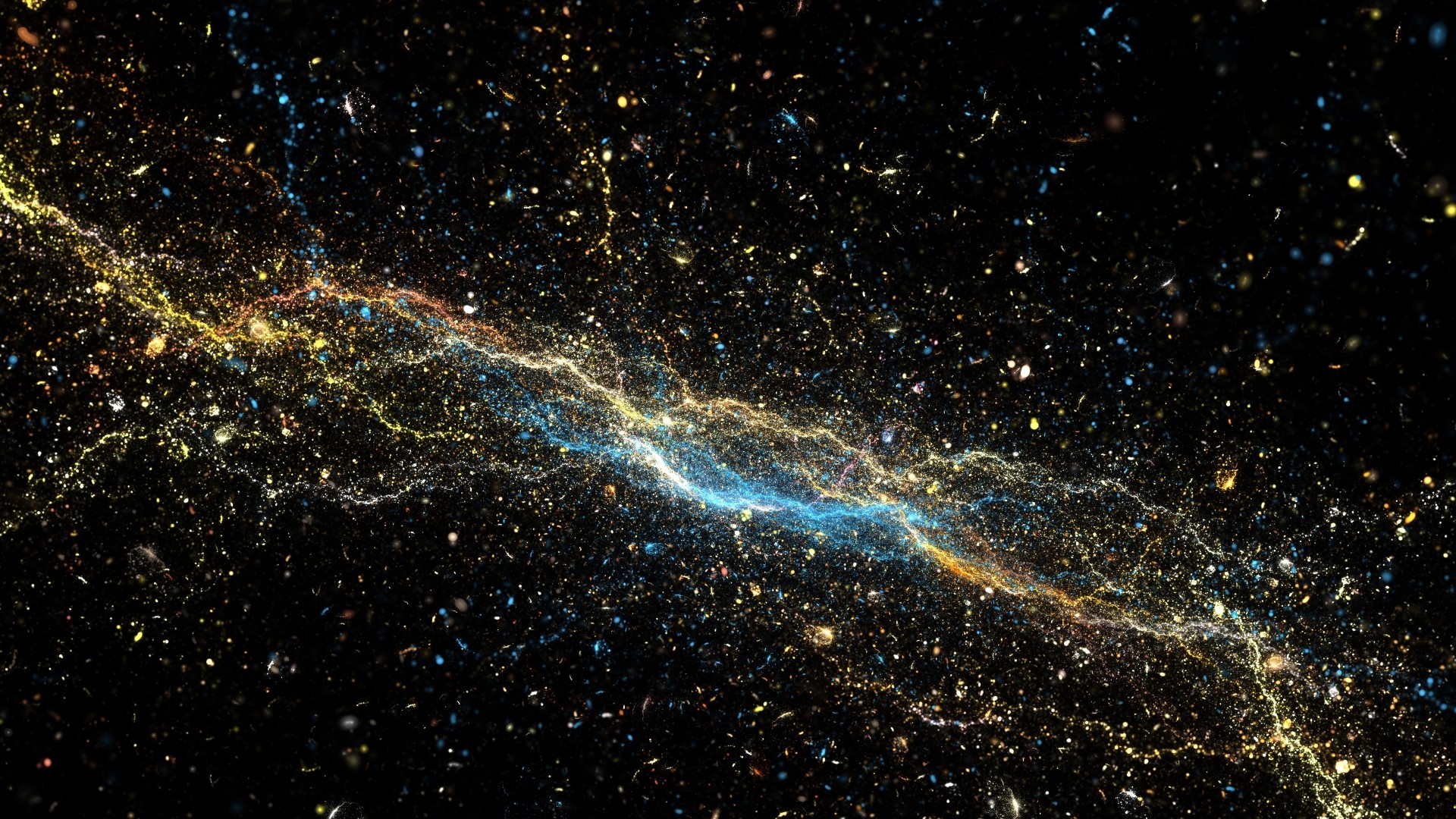 Abstract fractal nebula with colorful particles HD Wallpaper