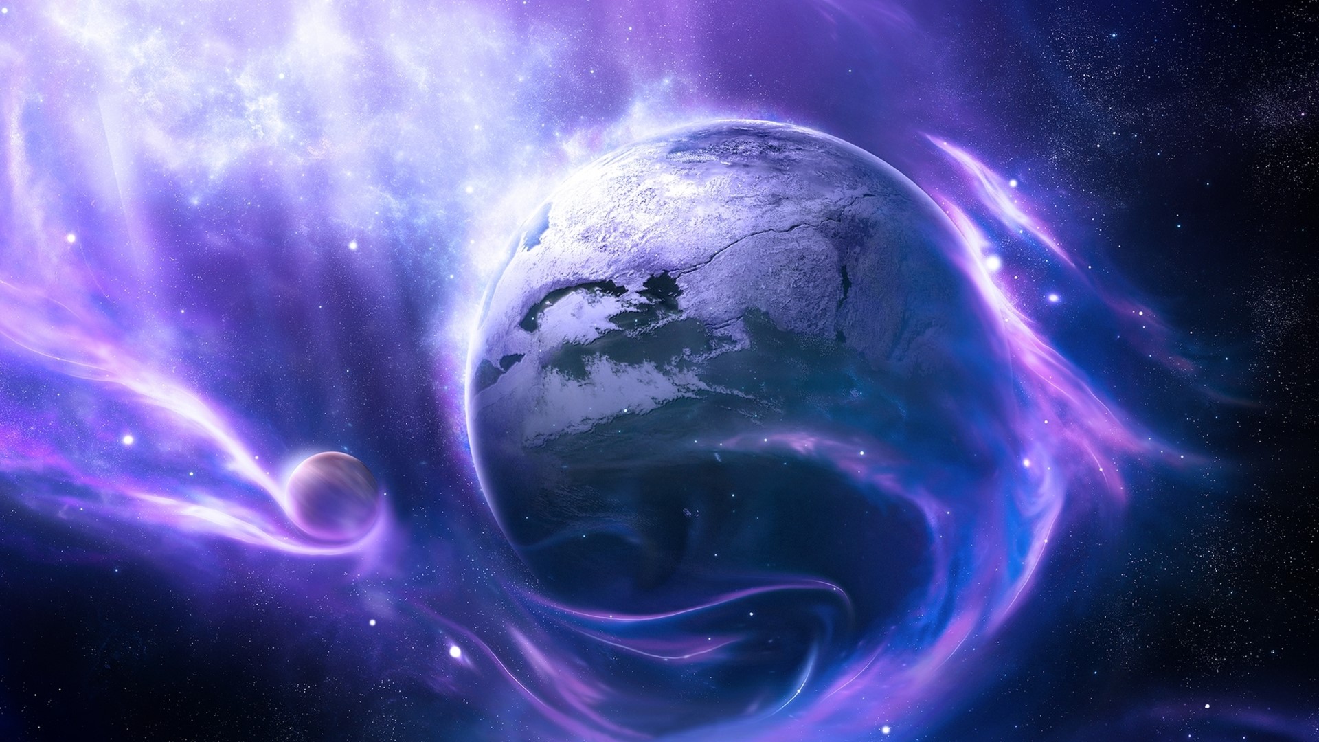 Planets and Nebula in Space HD Wallpaper