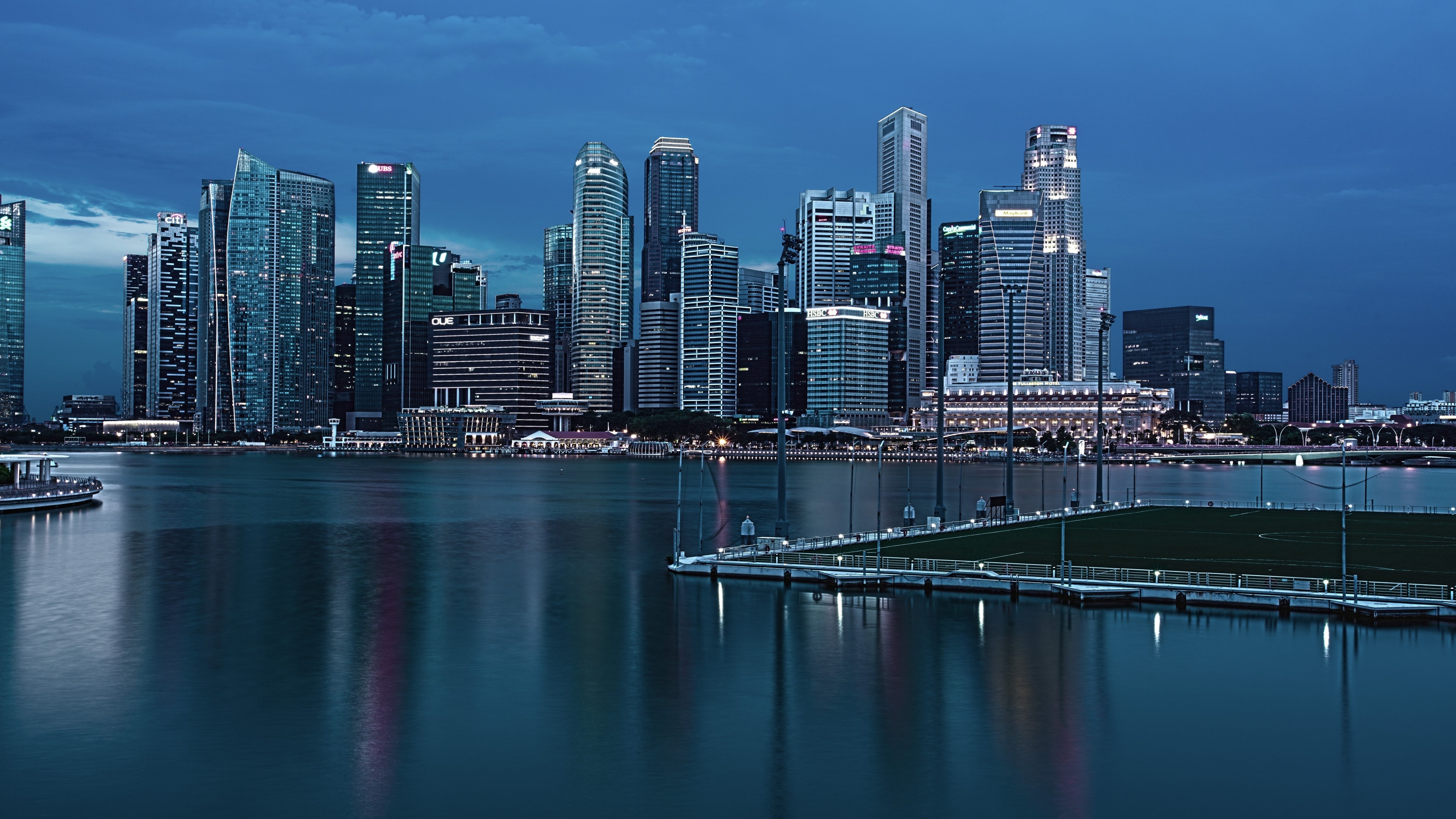 4K Singapore Skyline at Dusk HD Wallpaper