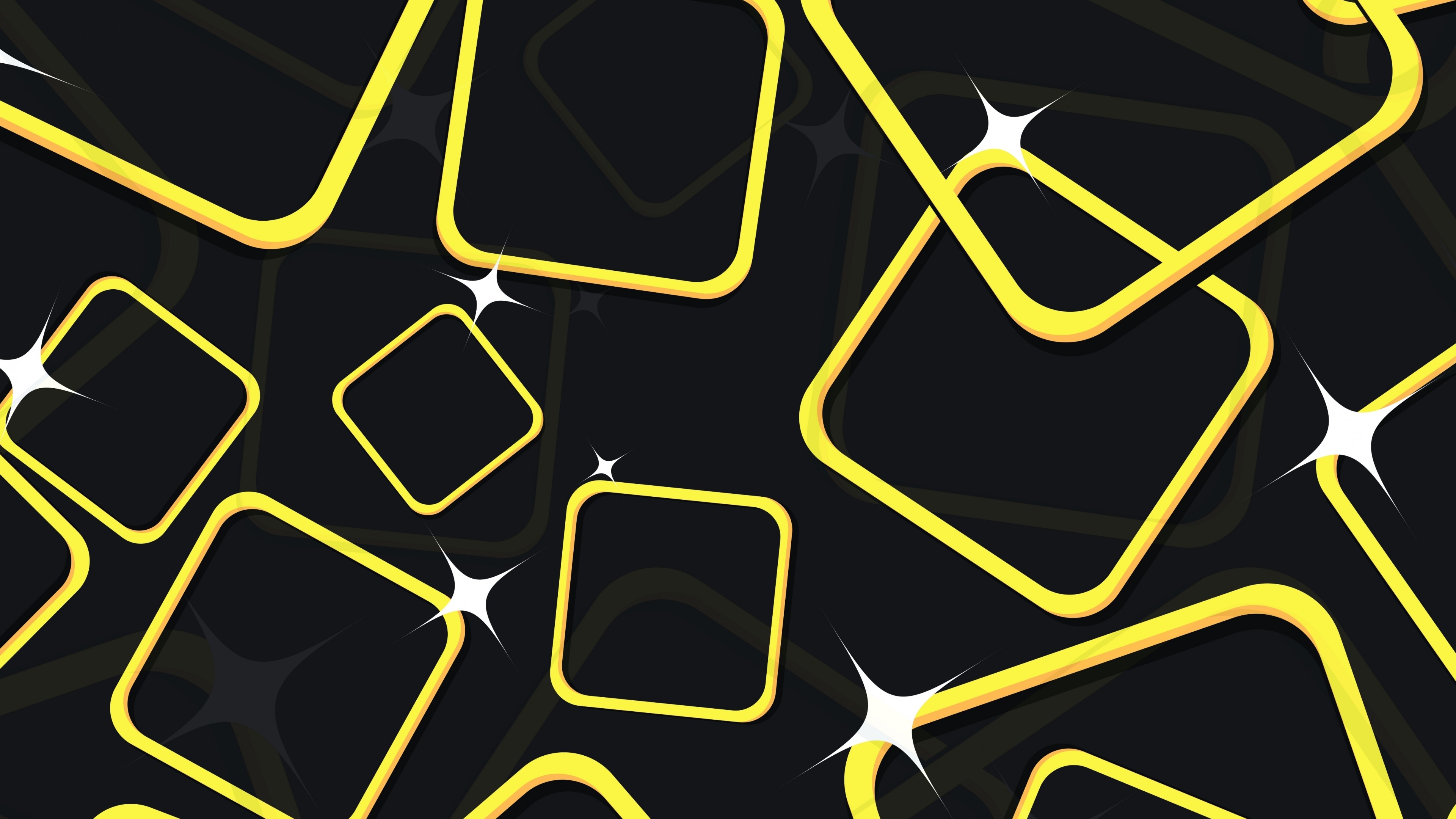 4K Abstract Yellow Squares on Black HD Wallpaper