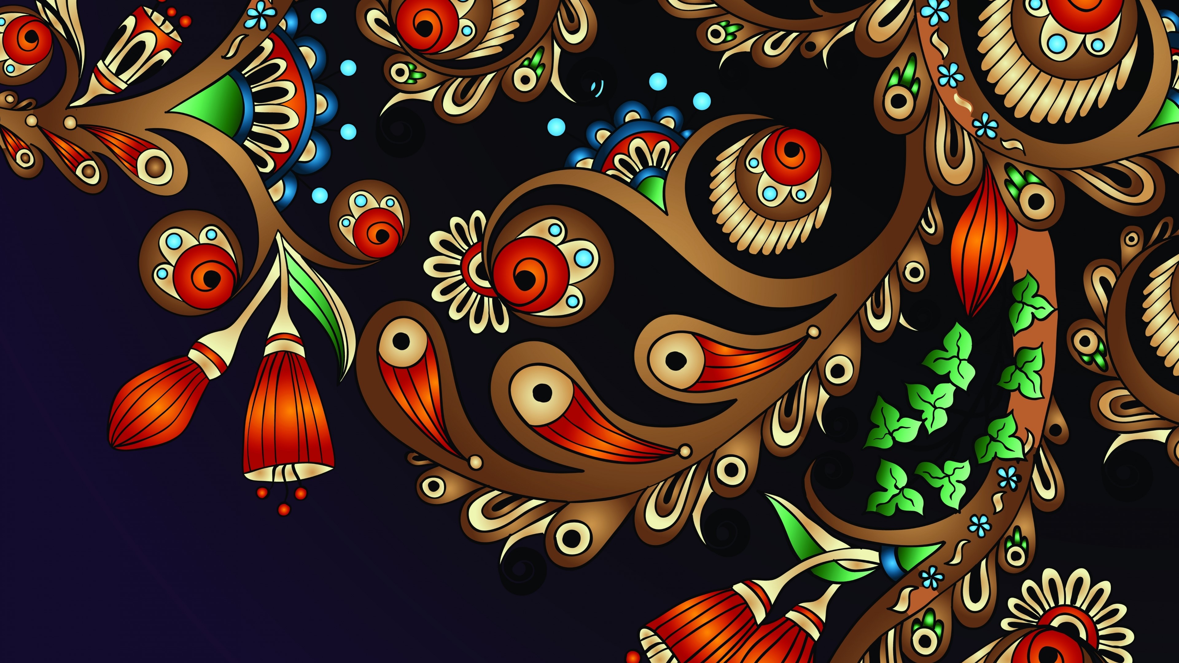 4K Vector Floral Pattern HD Wallpaper