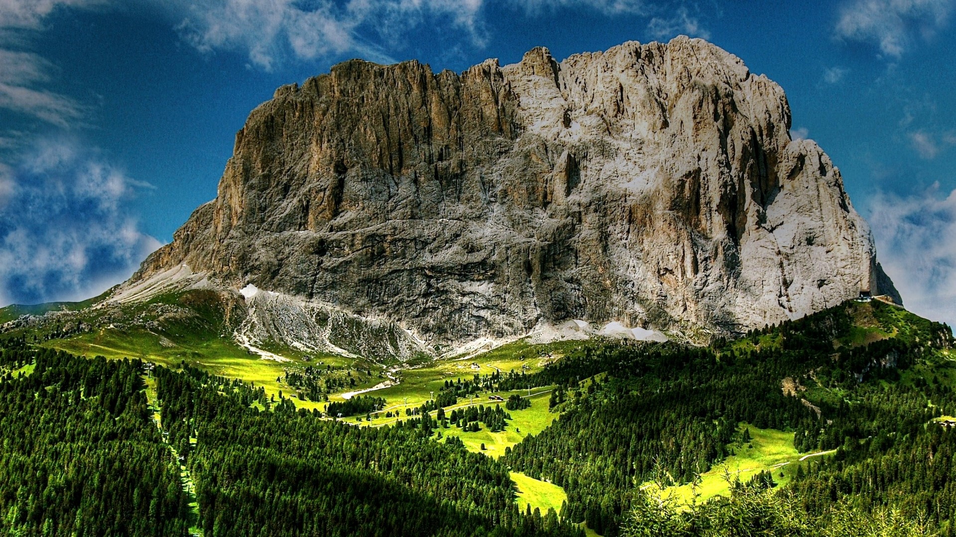 Mountain landscape with green valley and forest HD Wallpaper