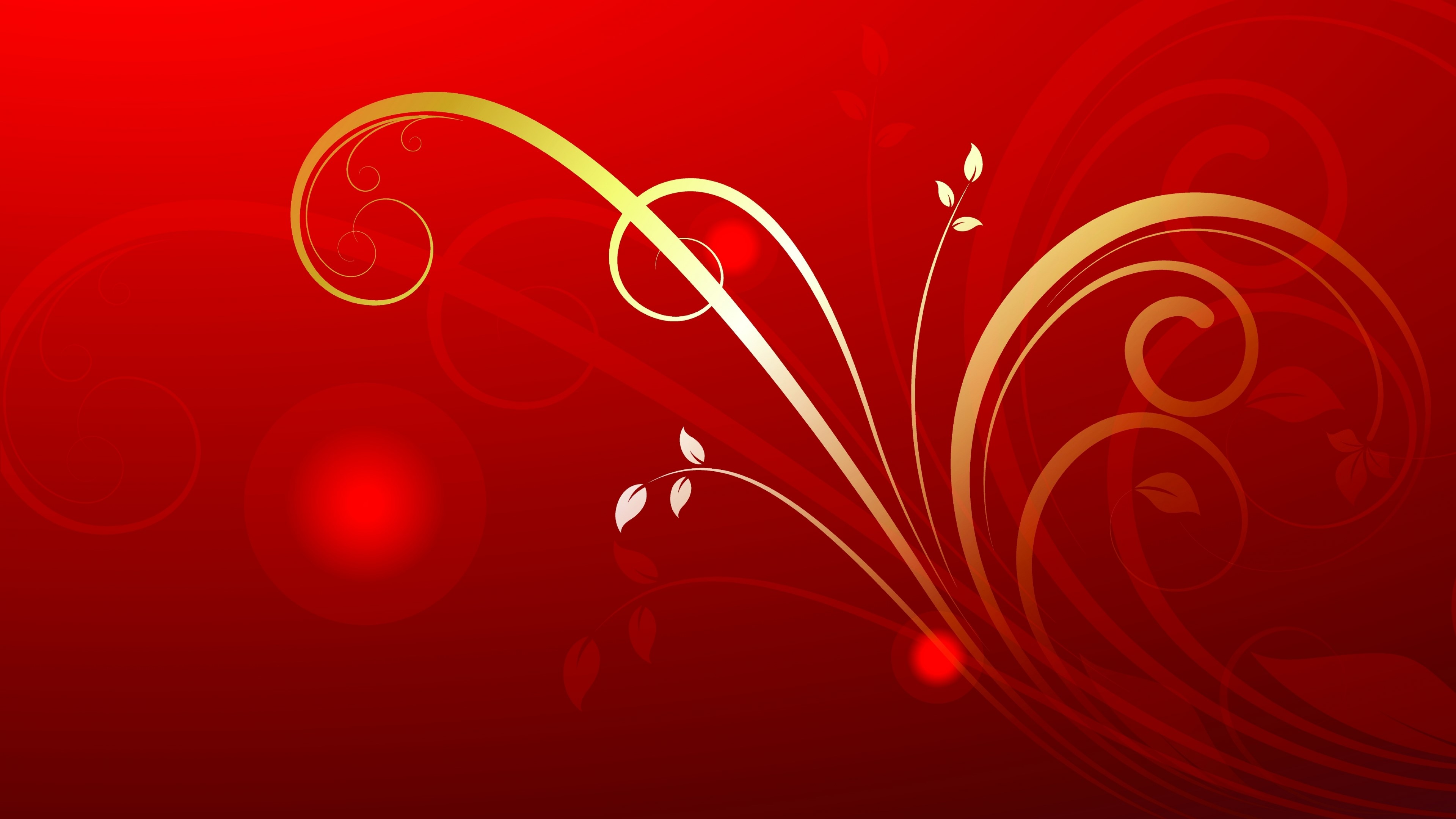 4K Red and Gold Floral Pattern HD Wallpaper