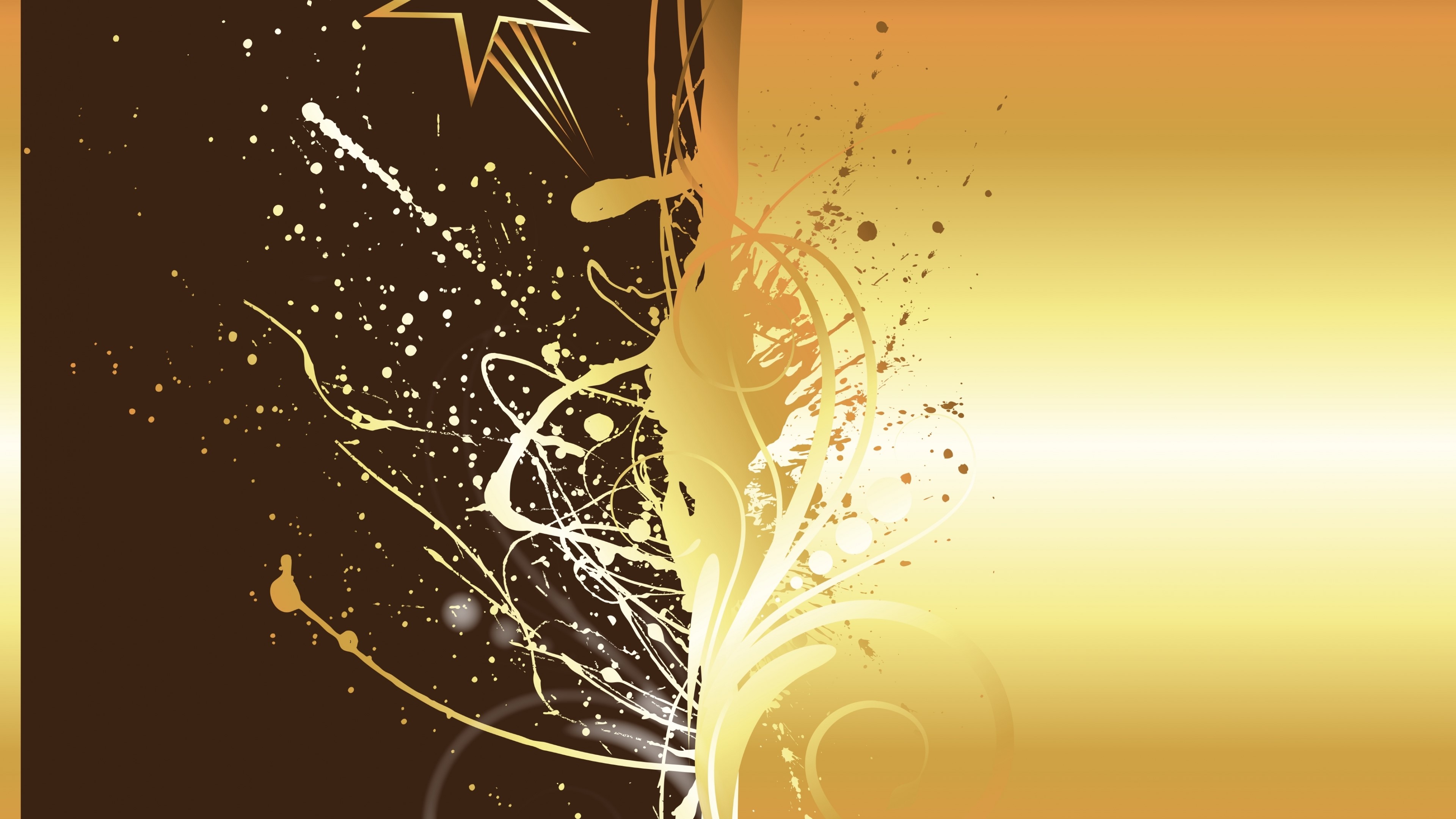 4K Abstract Gold and Brown Splatter Design HD Wallpaper