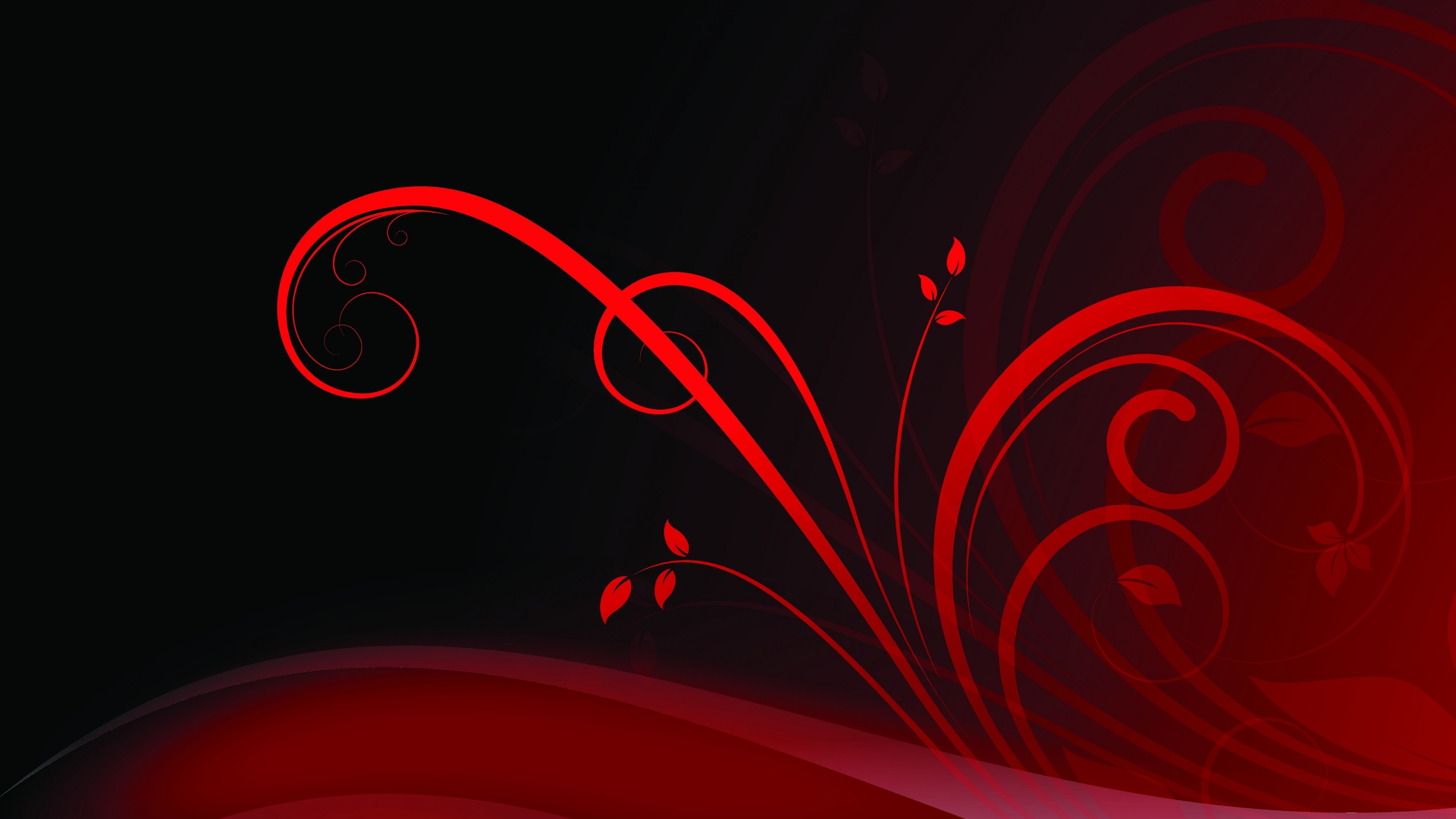 Red floral swirls on black and red background HD Wallpaper