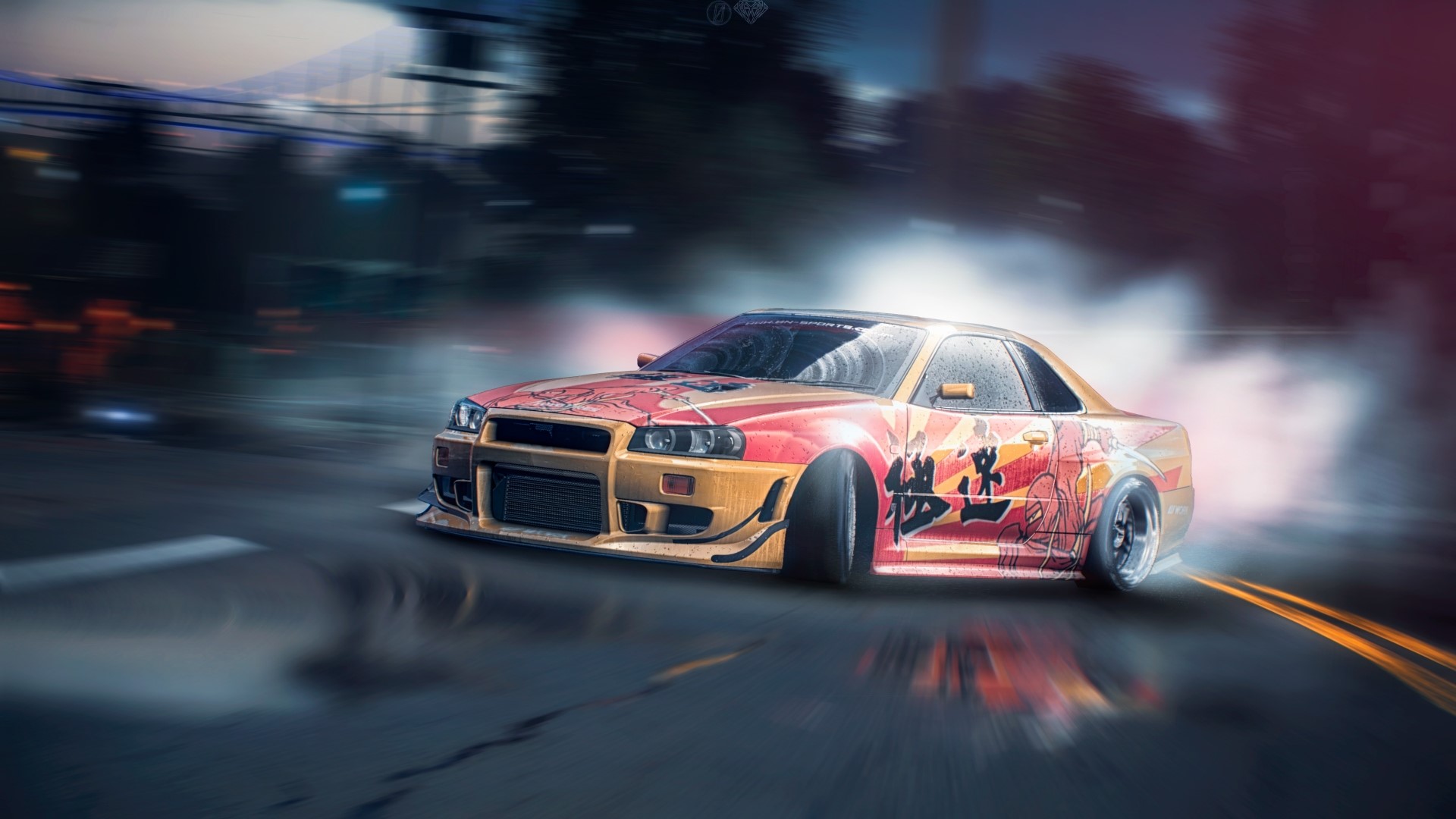 Nissan Skyline GT-R R34 drifting HD Wallpaper