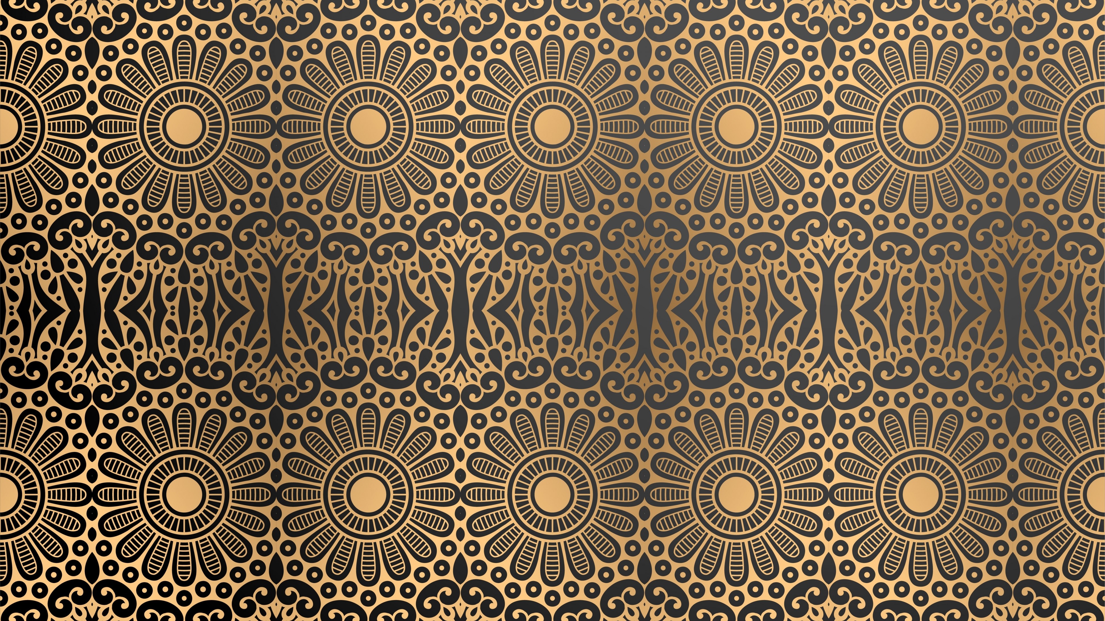 4K Golden Floral Pattern HD Wallpaper