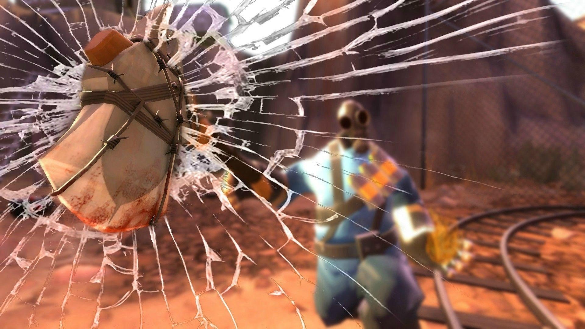 Team Fortress 2 character with a Molotov cocktail HD Wallpaper