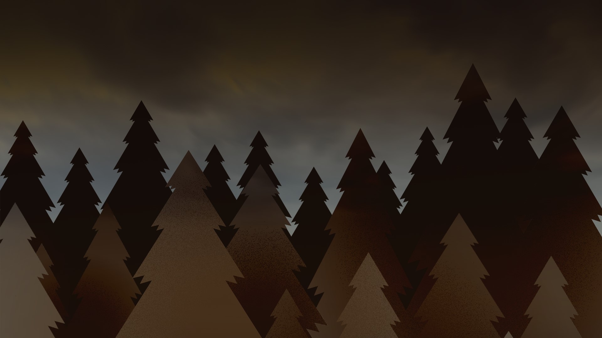 Dark forest silhouette at dusk HD Wallpaper