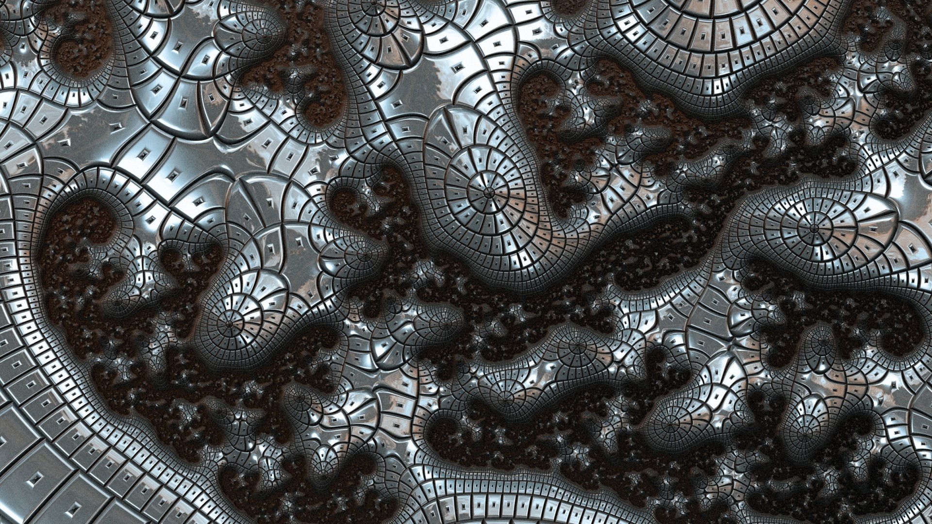 3D fractal abstract metallic and dark texture HD Wallpaper