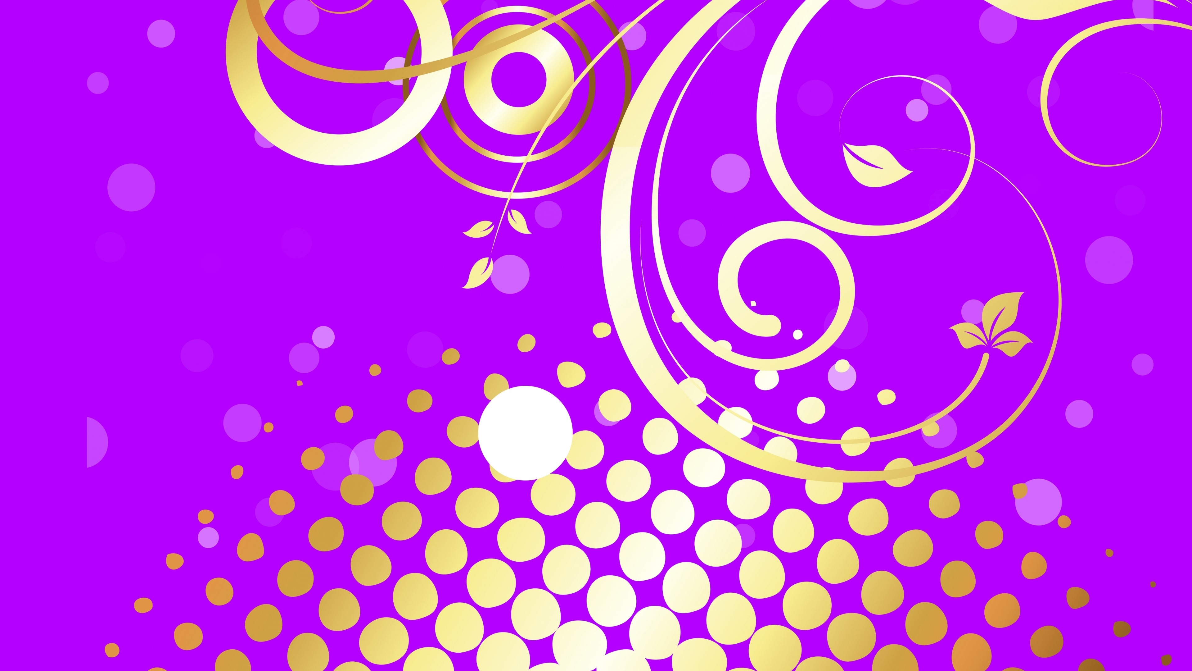 4K Abstract Golden Swirls and Dots HD Wallpaper