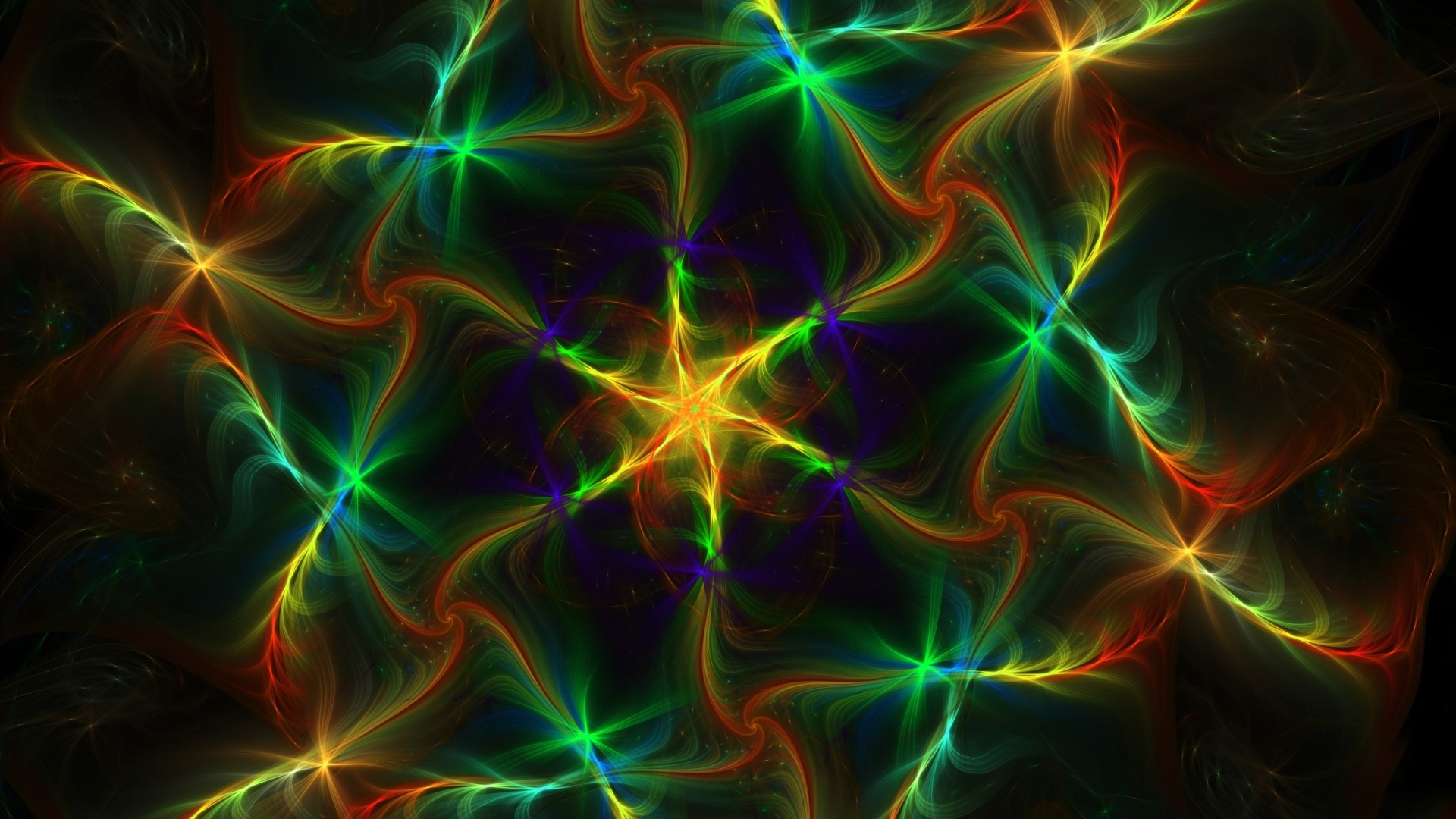 Abstract fractal art with colorful light patterns HD Wallpaper