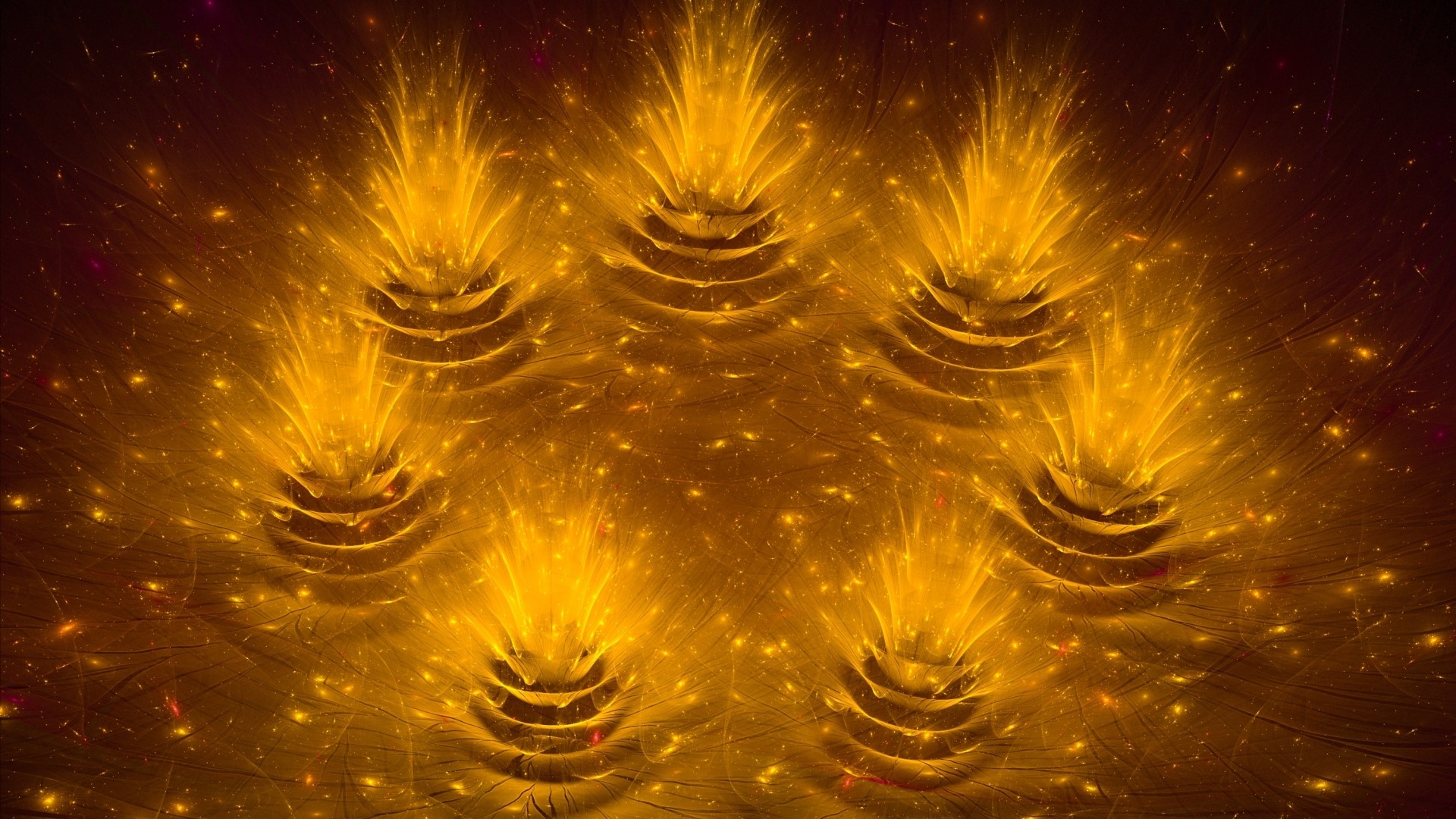 Abstract golden fractal lights HD Wallpaper