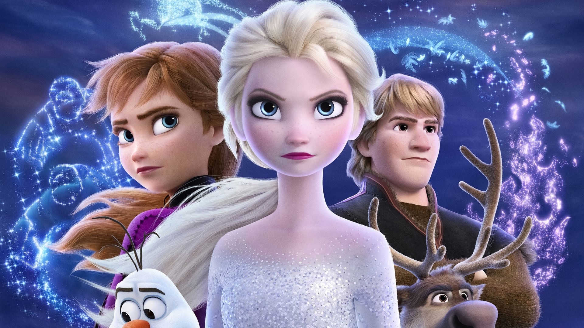 Elsa, Anna, Kristoff, Olaf, and Sven from Frozen 2 HD Wallpaper