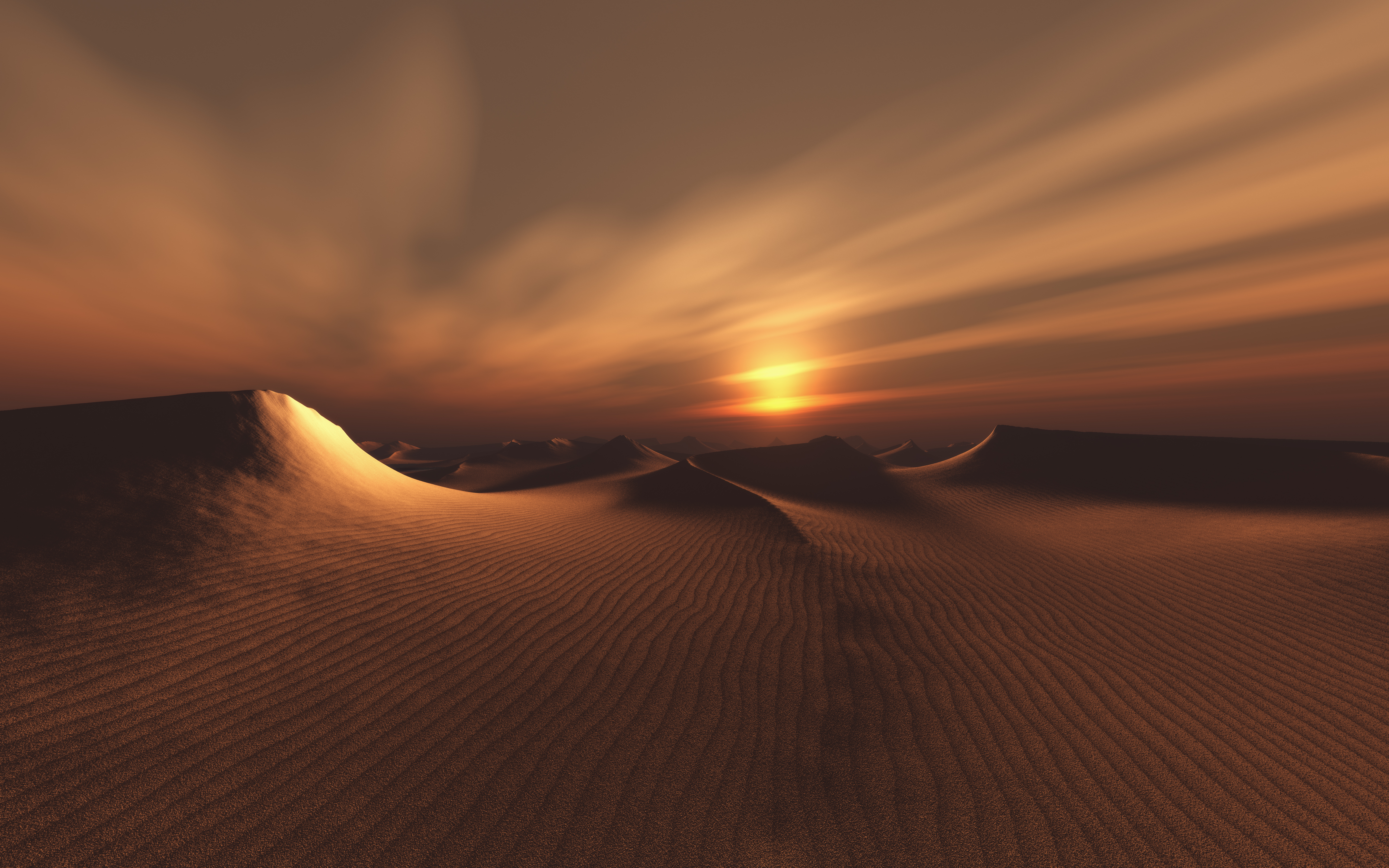 Desert Sunset with Sand Dunes HD Wallpaper