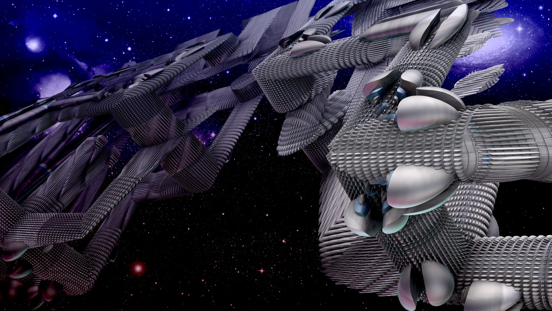 3D abstract fractal structure in space HD Wallpaper