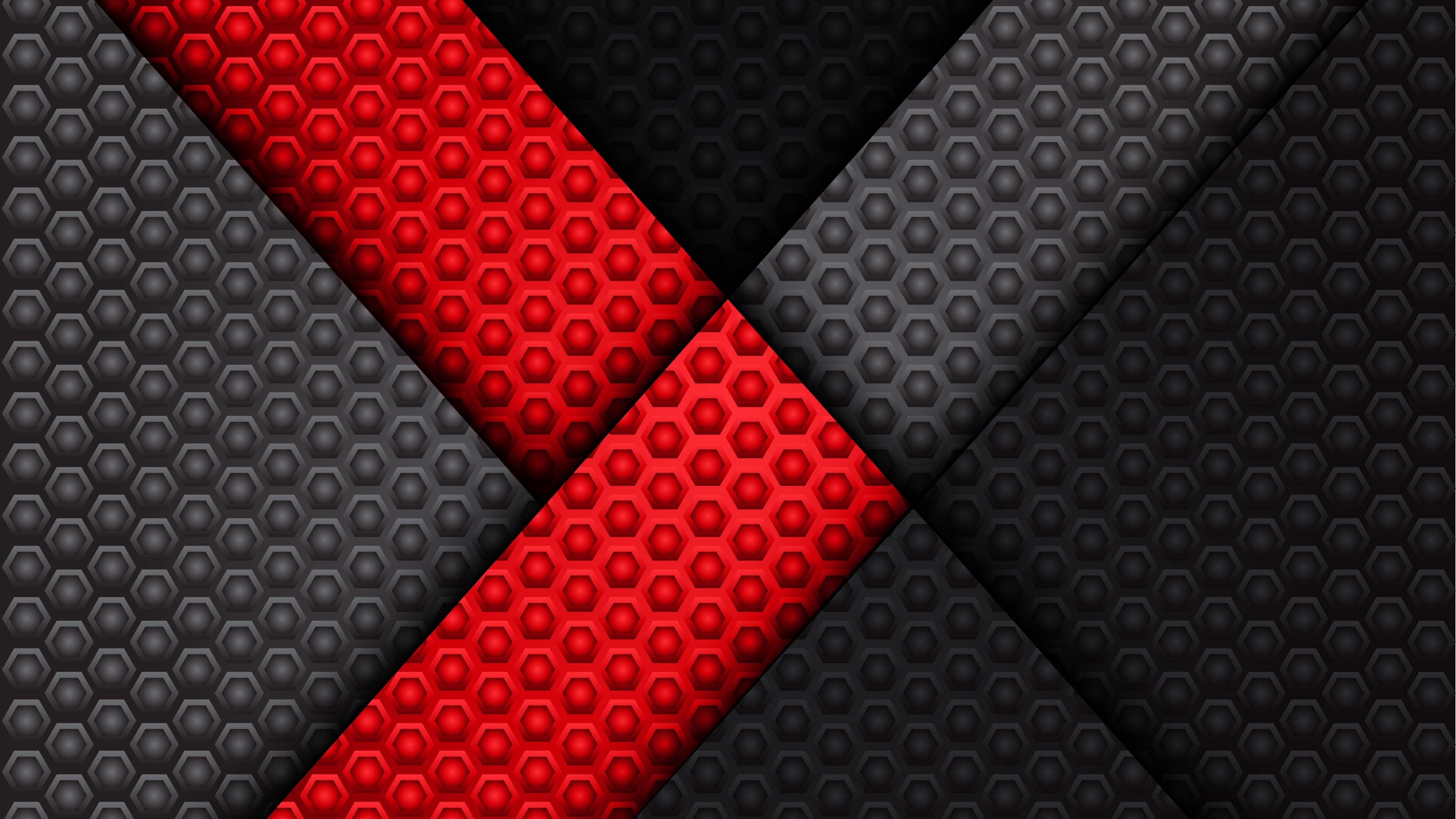 4K Red and Black Hexagonal Abstract Lines HD Wallpaper