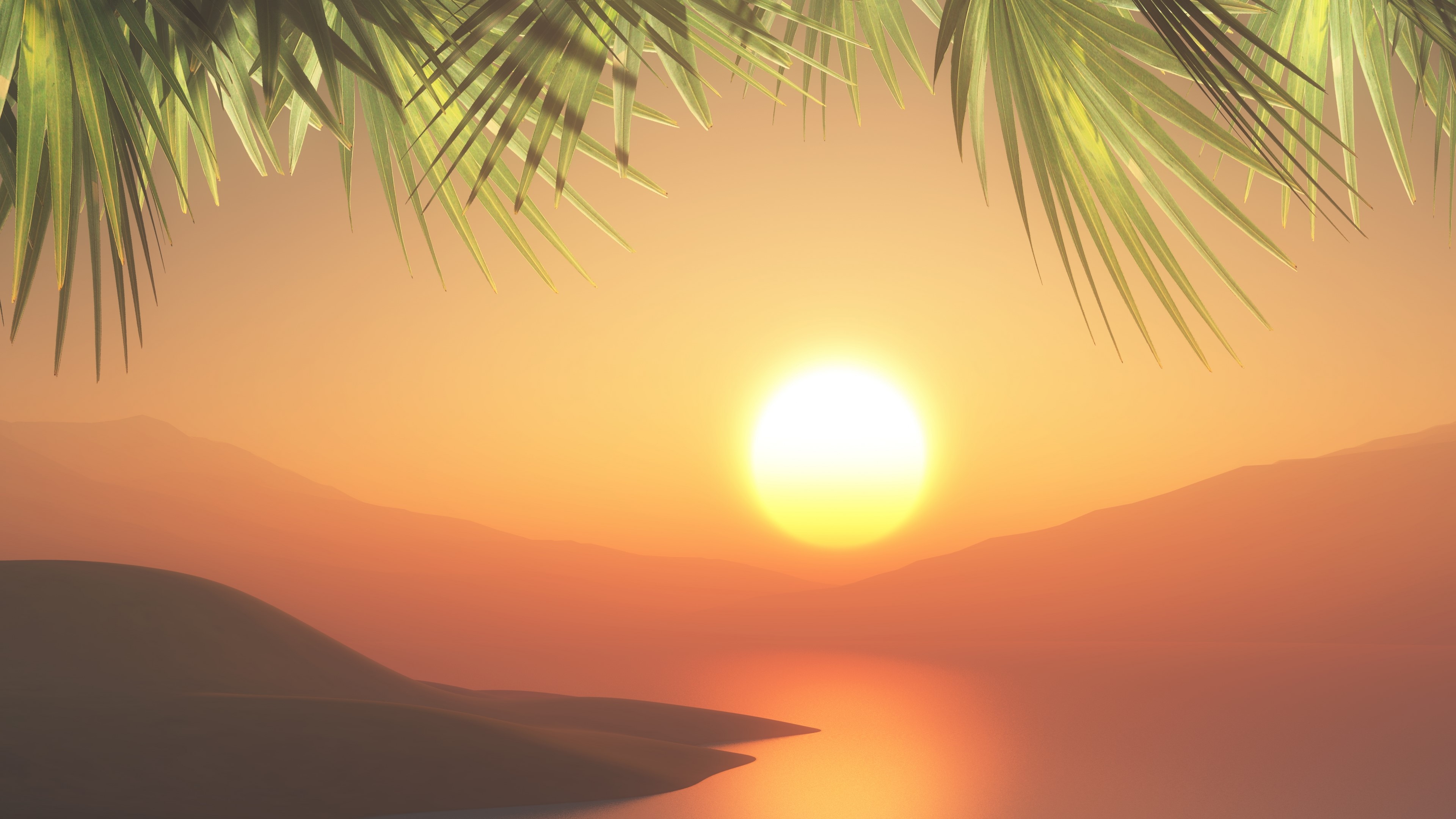 4K 3D Landscape Sunset HD Wallpaper