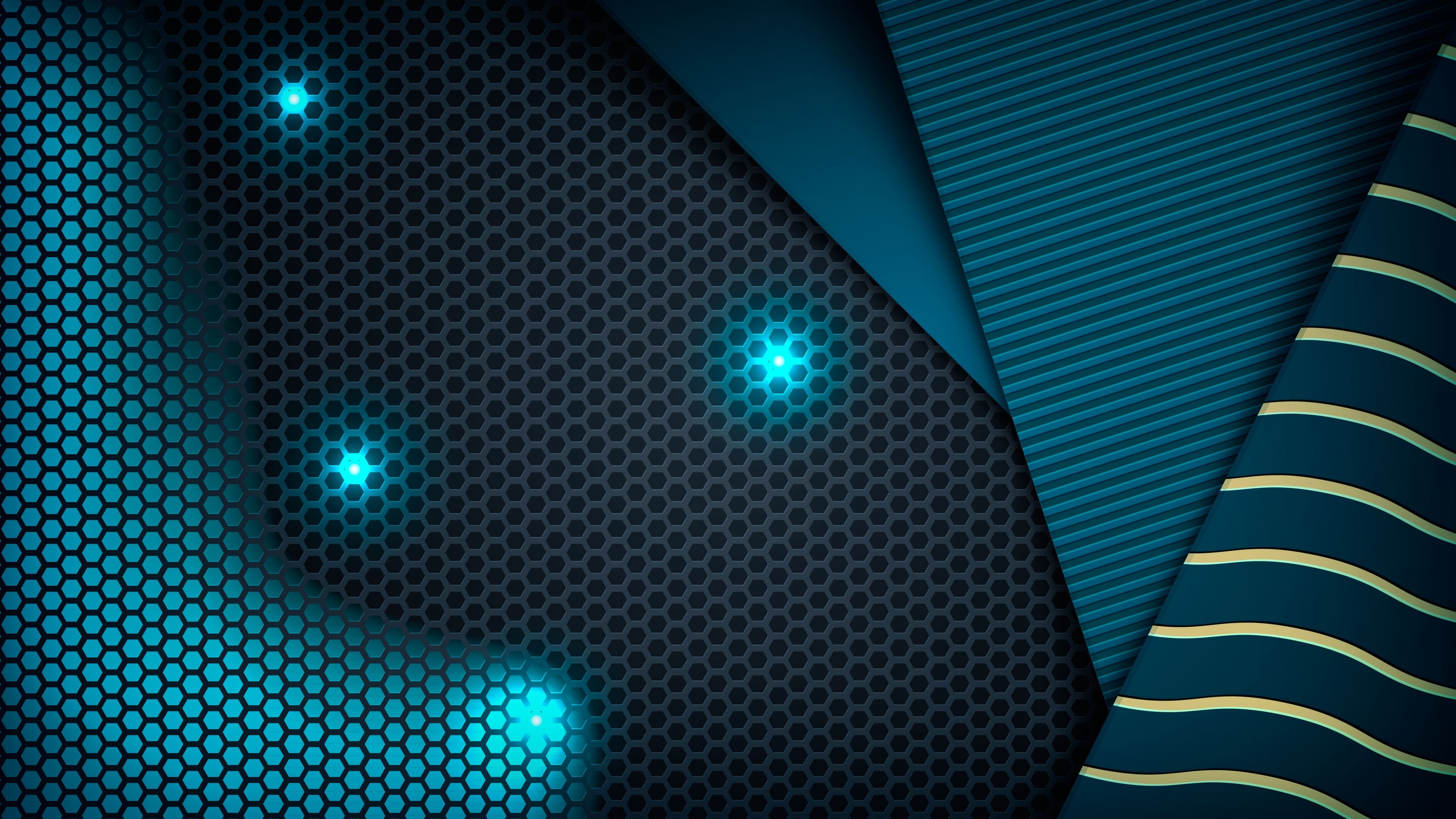 Abstract blue and black geometric background with lights HD Wallpaper