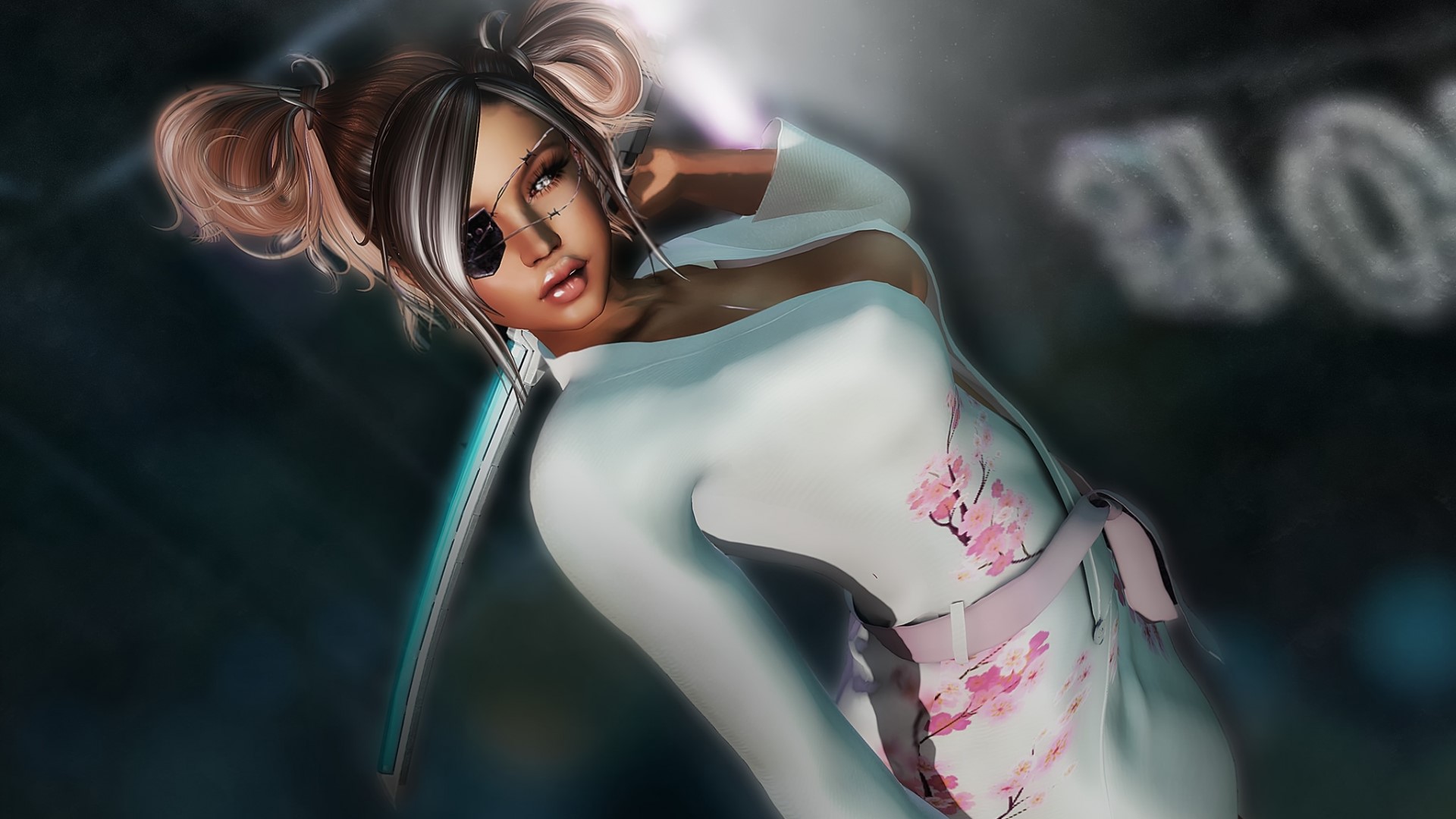 3D fantasy girl with katana HD Wallpaper