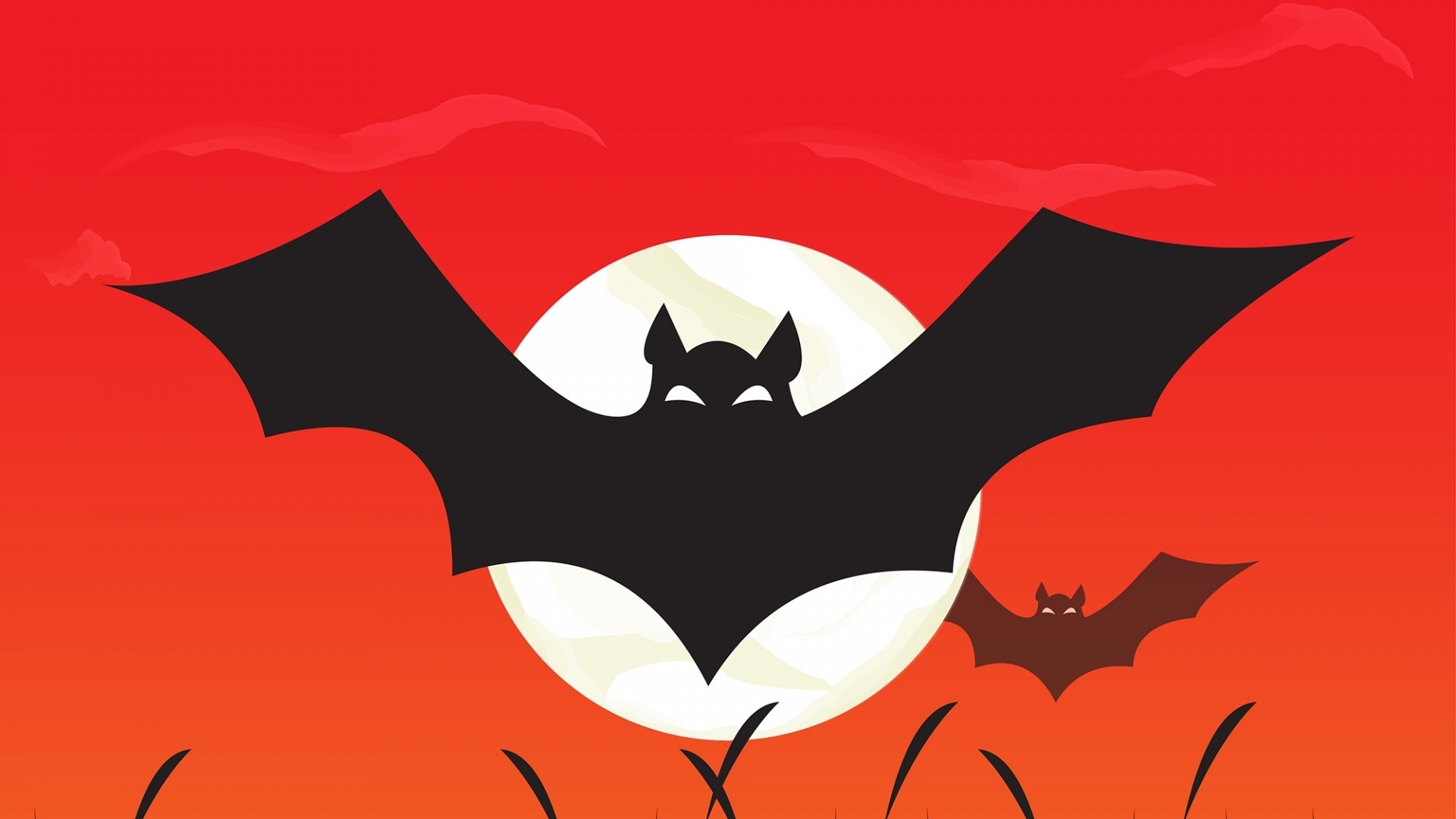 Halloween Bats and Moon HD Wallpaper