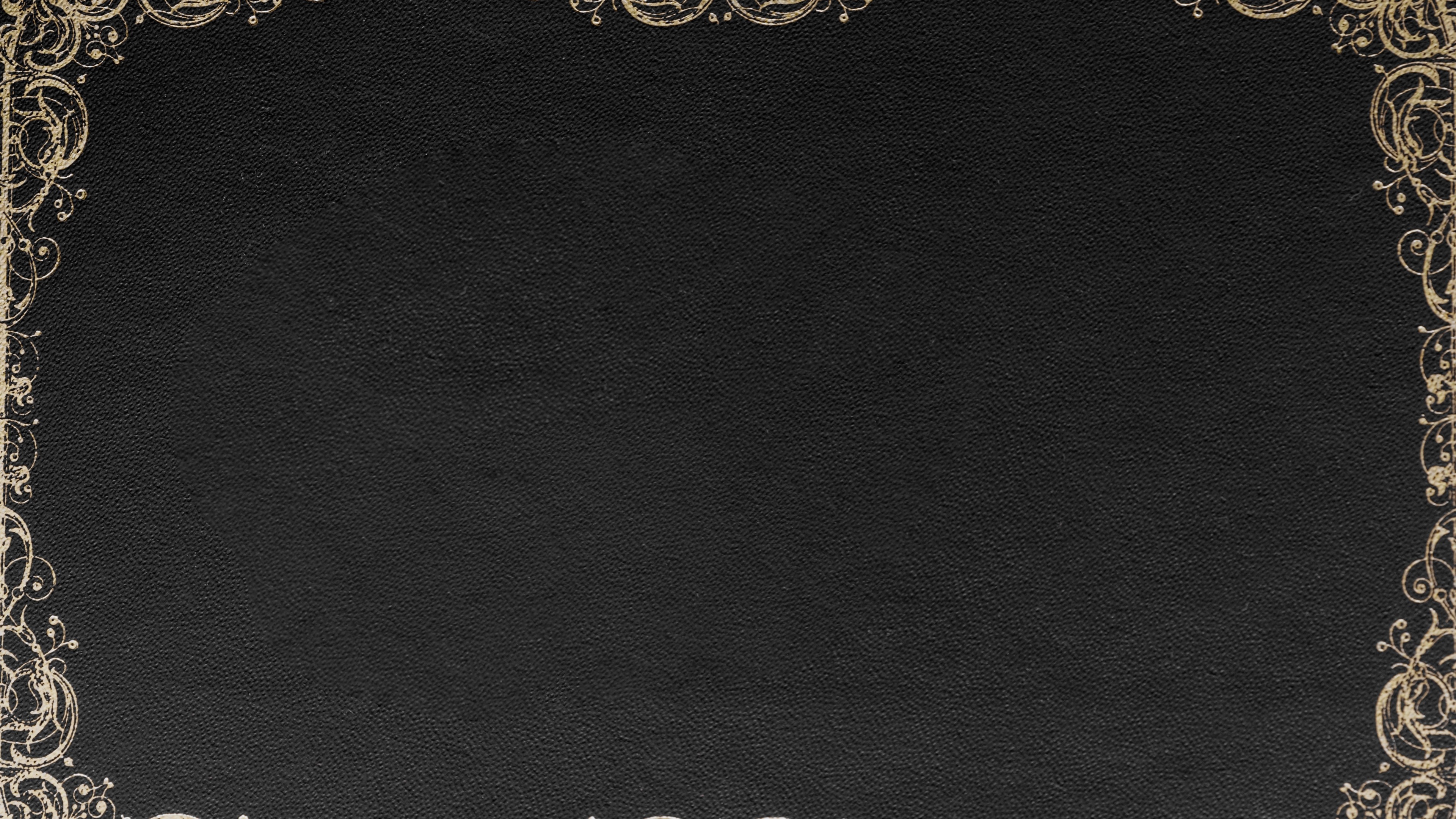 Ornate gold border on black textured background HD Wallpaper